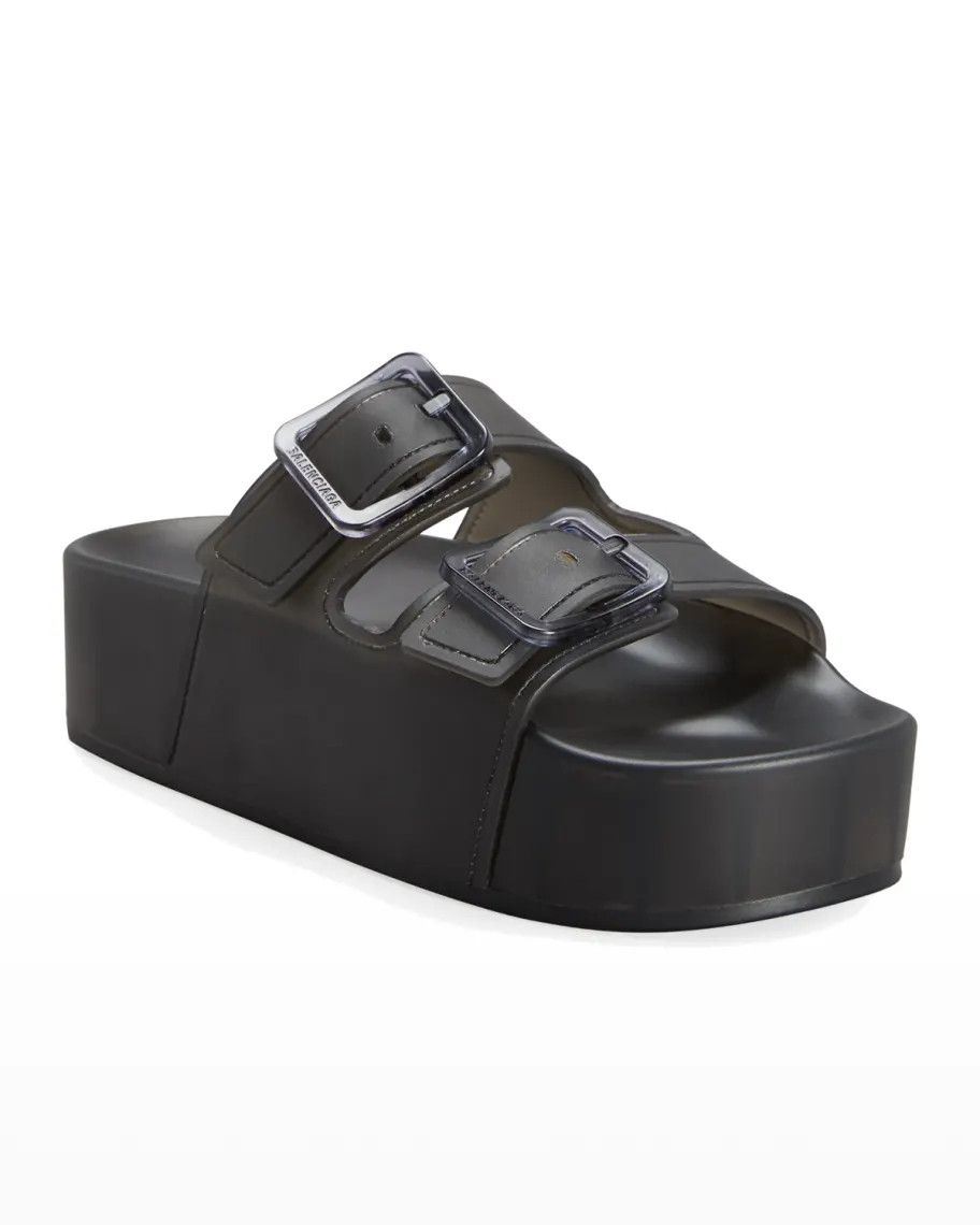 Balenciaga o1mle0424 Platform Slides in Black Size US 6 / IT 36 - 2 Thumbnail