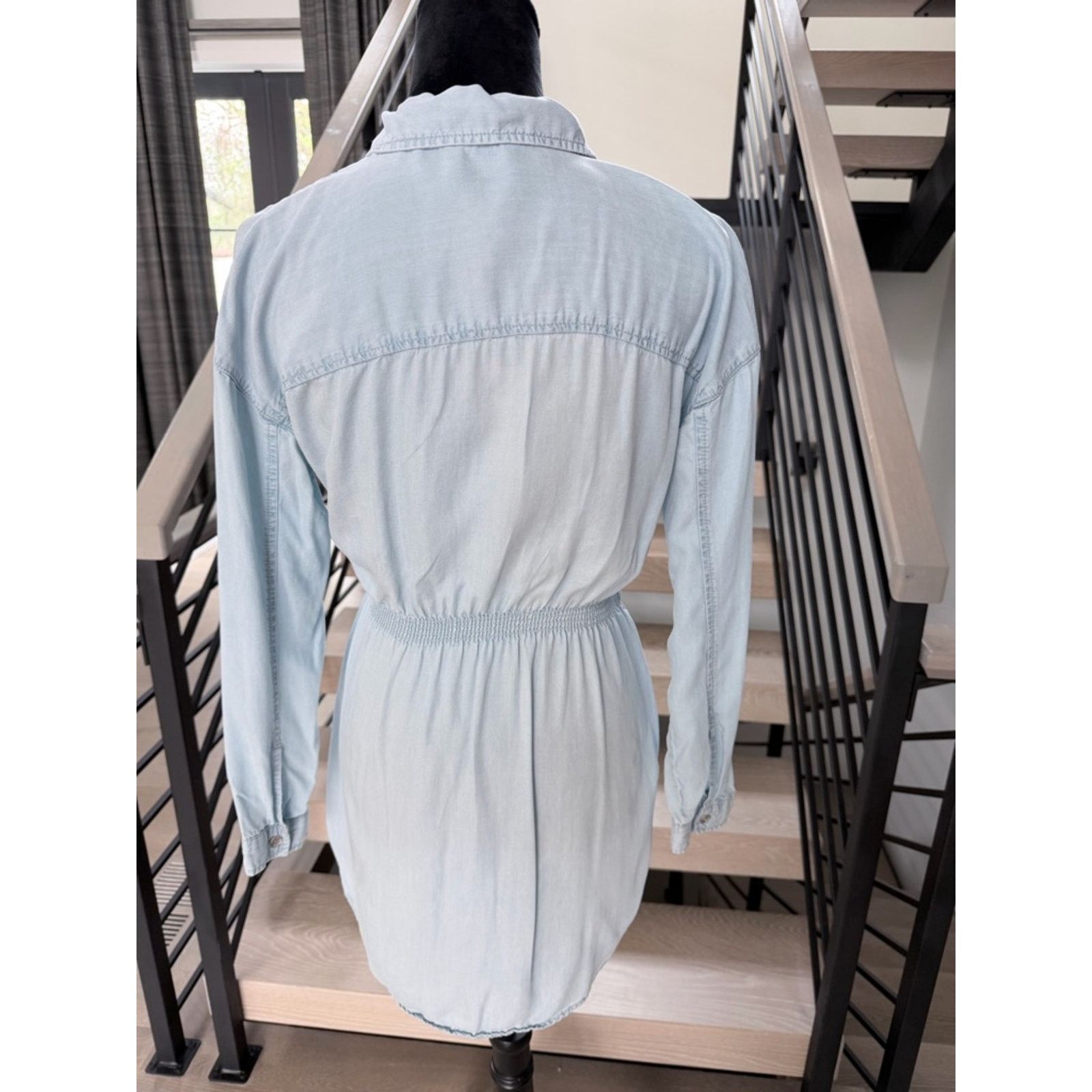 Guess Guess Y2K Long Sleeve Light Blue Button-Front Shirt Dress XS Size XS / US 0-2 / IT 36-38 - 6 Thumbnail
