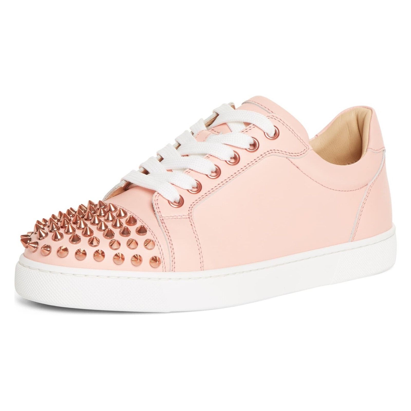 Christian Louboutin Christian Louboutin Vieira Pink Leather Flat Sneakers Size US 4 / IT 34 - 1 Thumbnail