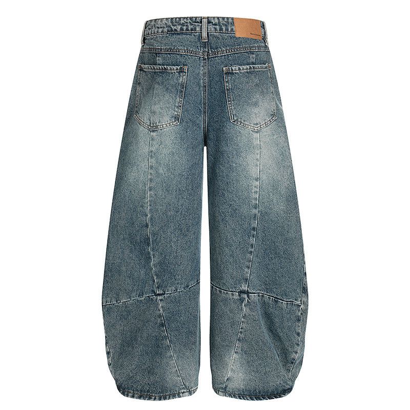 Vintage American retro washed distressed patchwork jeans for men Size US 34 / EU 50 - 2 Thumbnail