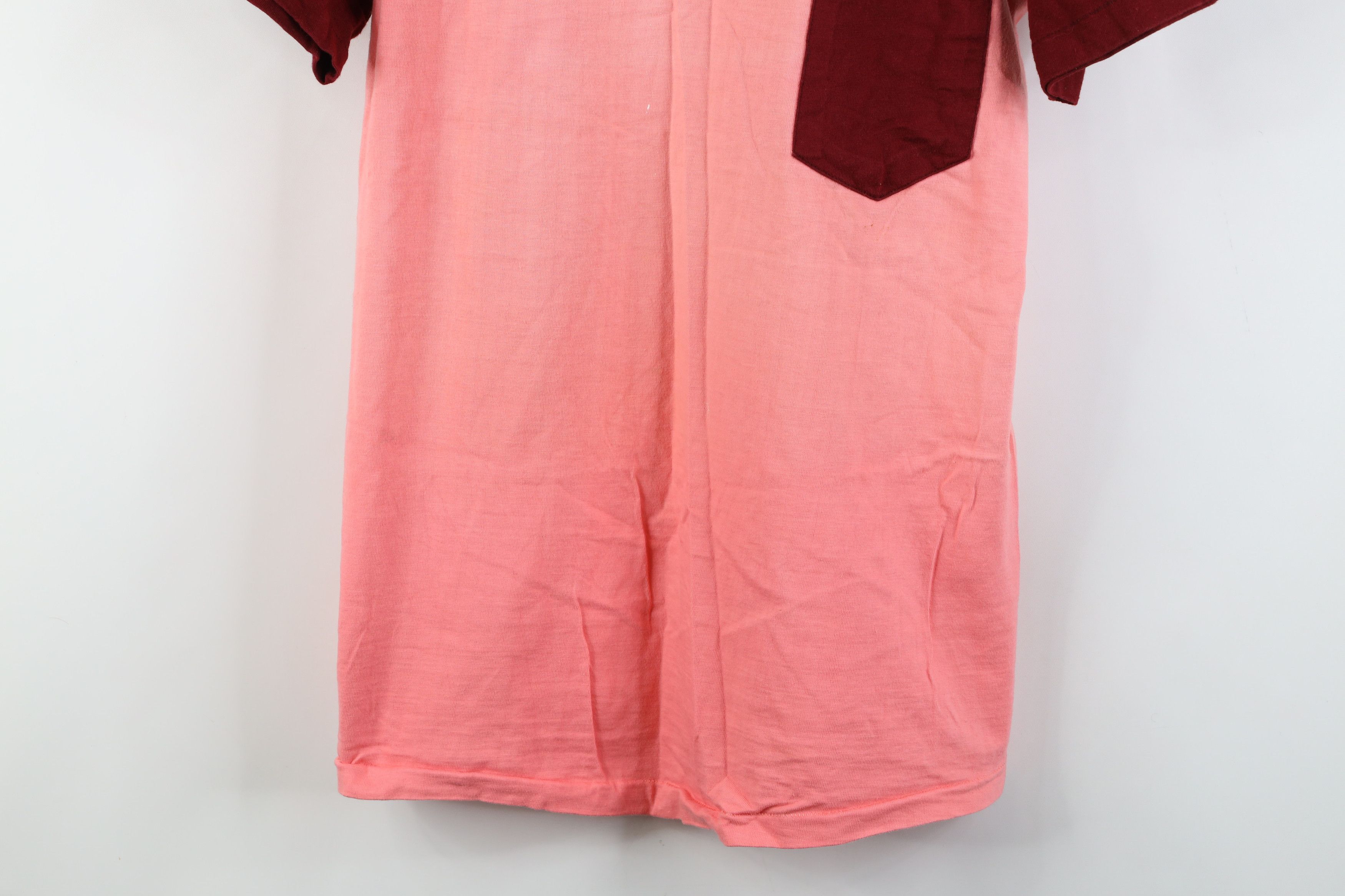 Vintage Vintage 60s 70s Streetwear Pocket T-Shirt Pink Red USA Size US L / EU 52-54 / 3 - 3 Thumbnail