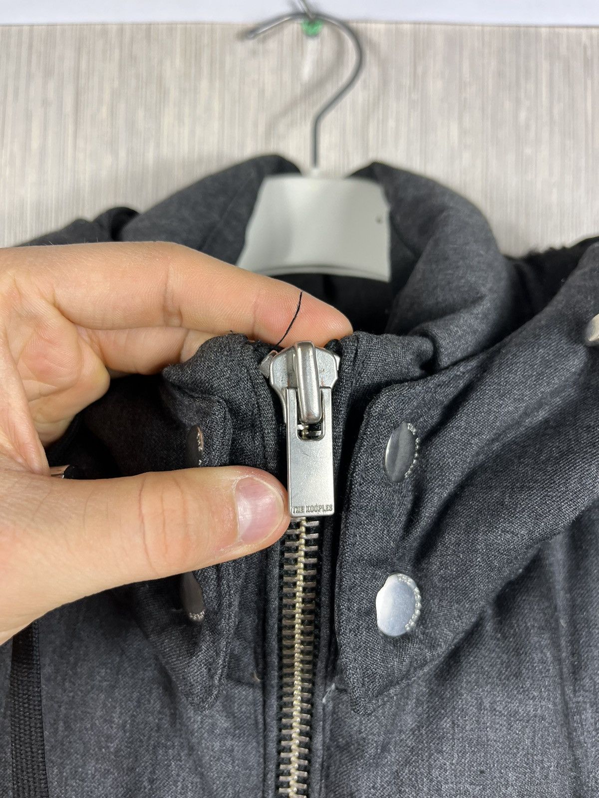 Designer × The Kooples The Kooples wool down puffer jacket hooded leather acs Size US M / EU 48-50 / 2 - 14 Thumbnail