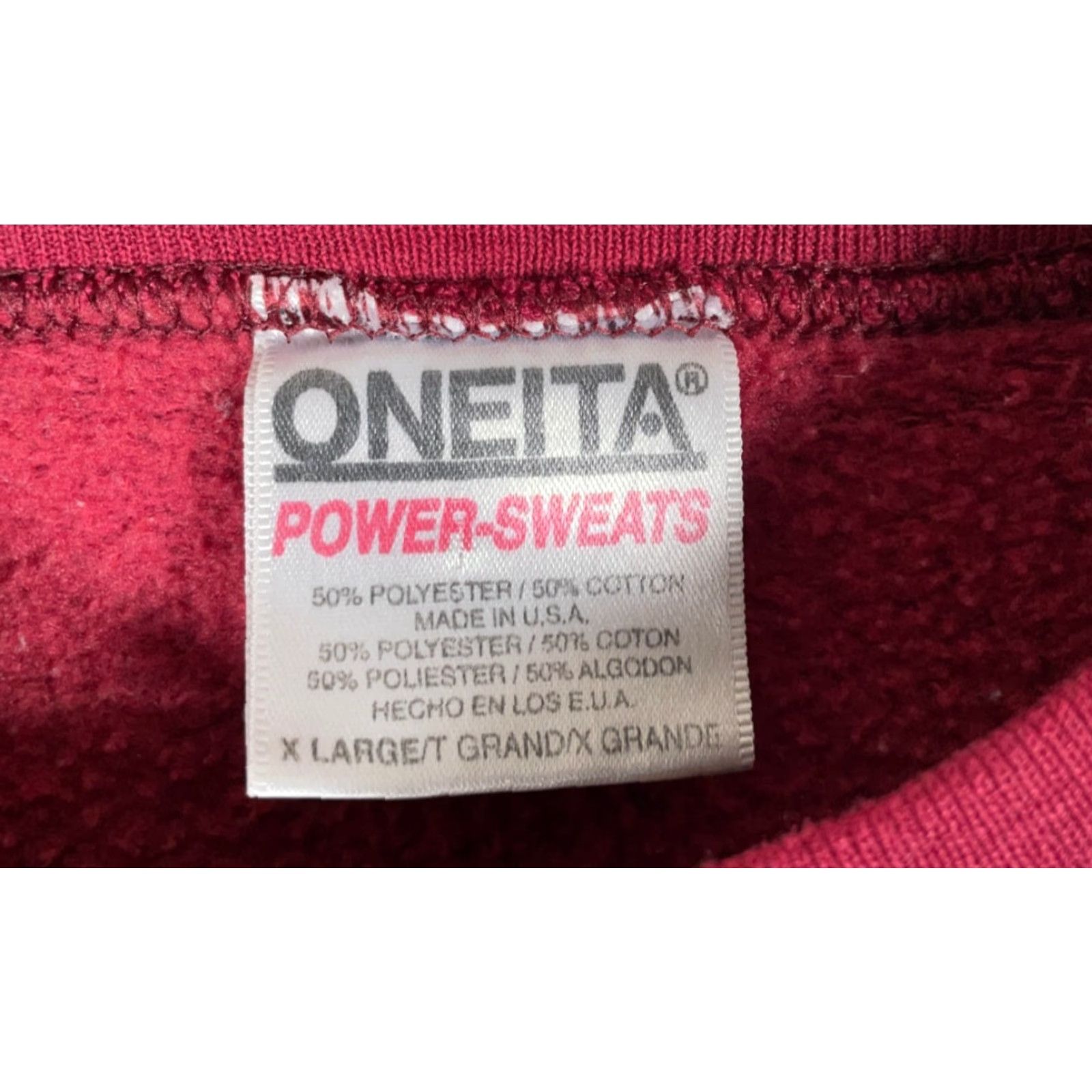 Vintage VINTAGE Oneita Michigan Sweatshirt Men XL Dark Red Embroidered Deer Crewneck Heavyweight Cotton Blend Fleece 90s Size US XL / EU 56 / 4 - 3 Thumbnail