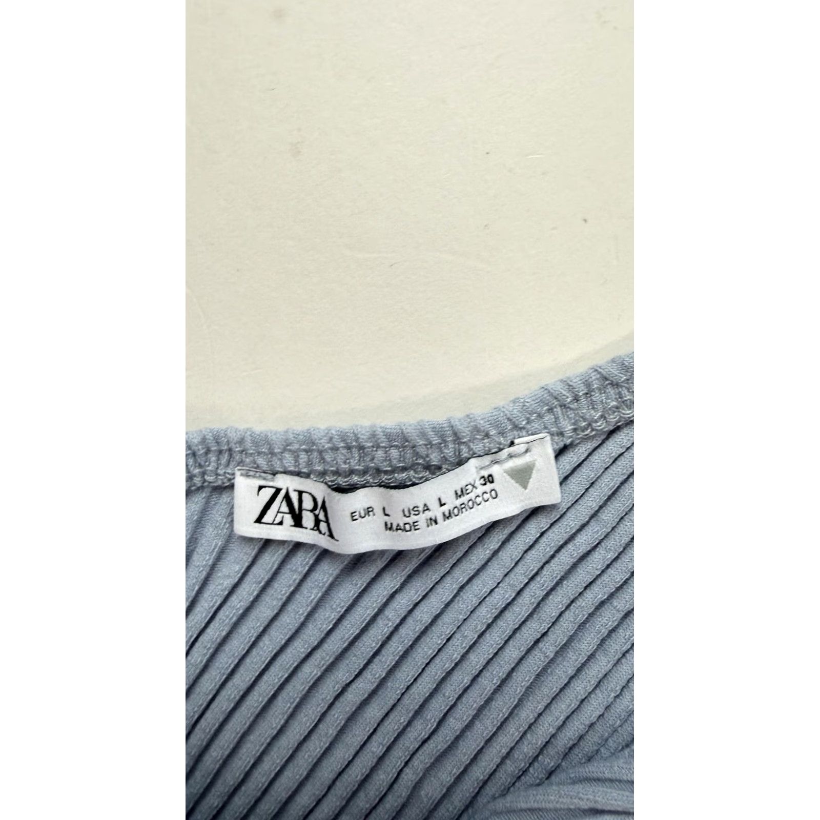 Zara Zara Blouse Womens L Blue One Shoulder Ribbed Knit Top Long Sleeve Ruffle Slim Knit Top Size L / US 10 / IT 46 - 3 Thumbnail