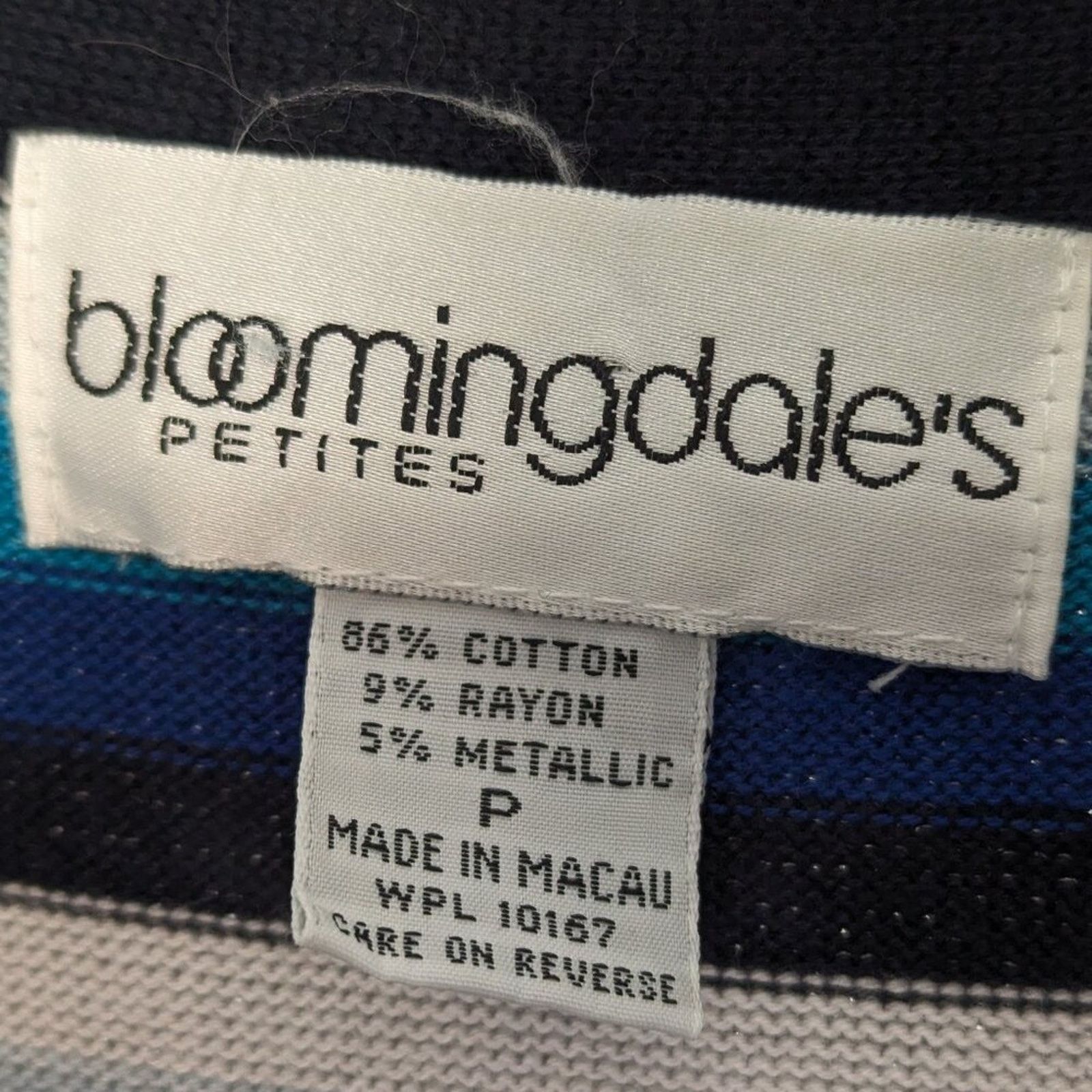 Bloomingdale's Bloomingdales Vintage 80s Metallic Blue Stripe Button Up Top Size S / US 4 / IT 40 - 3 Thumbnail