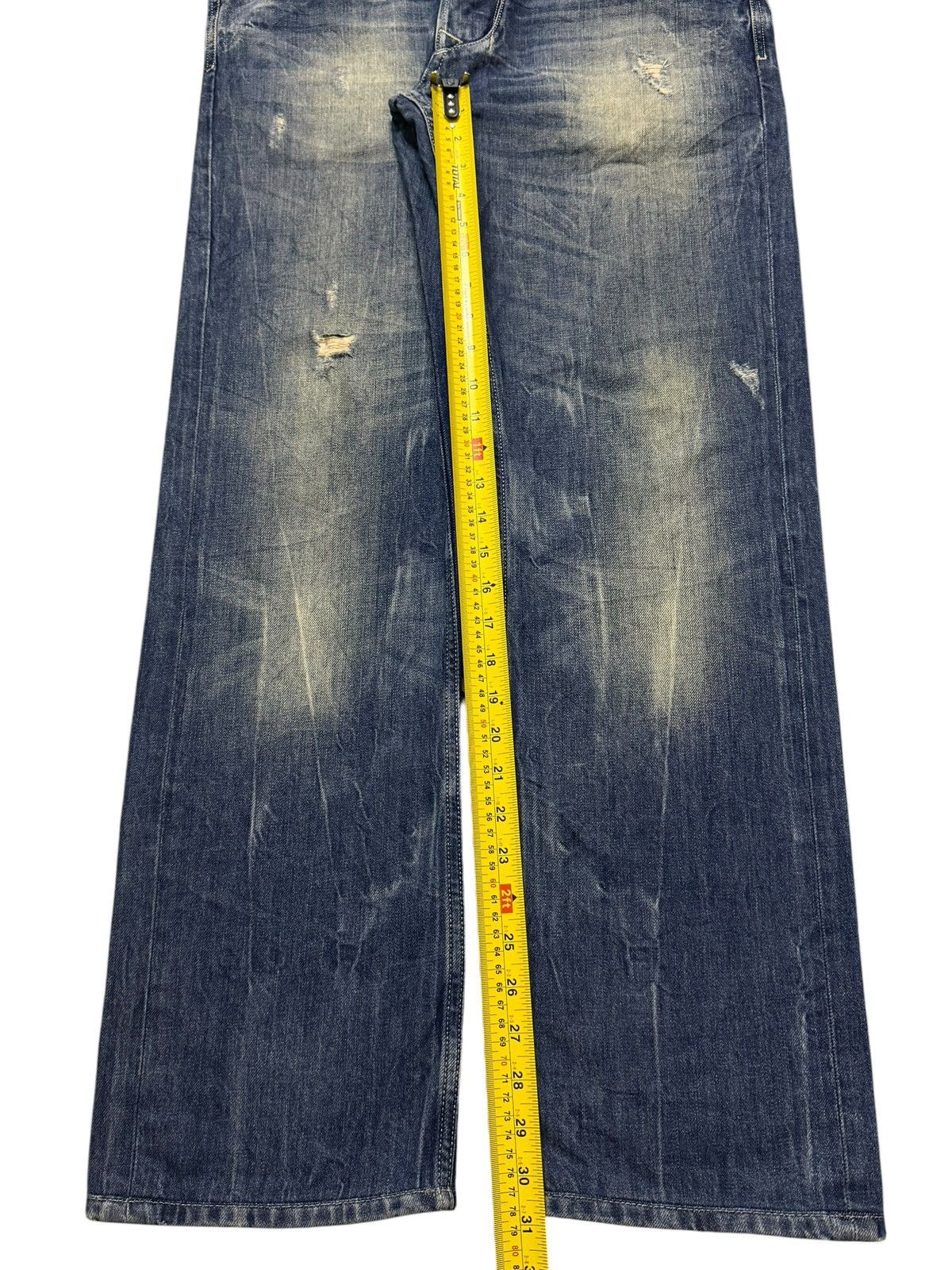 Diesel Vintage 90s Diesel Industry Blue Faded Wash Distress Relaxed Size US 33 - 11 Thumbnail