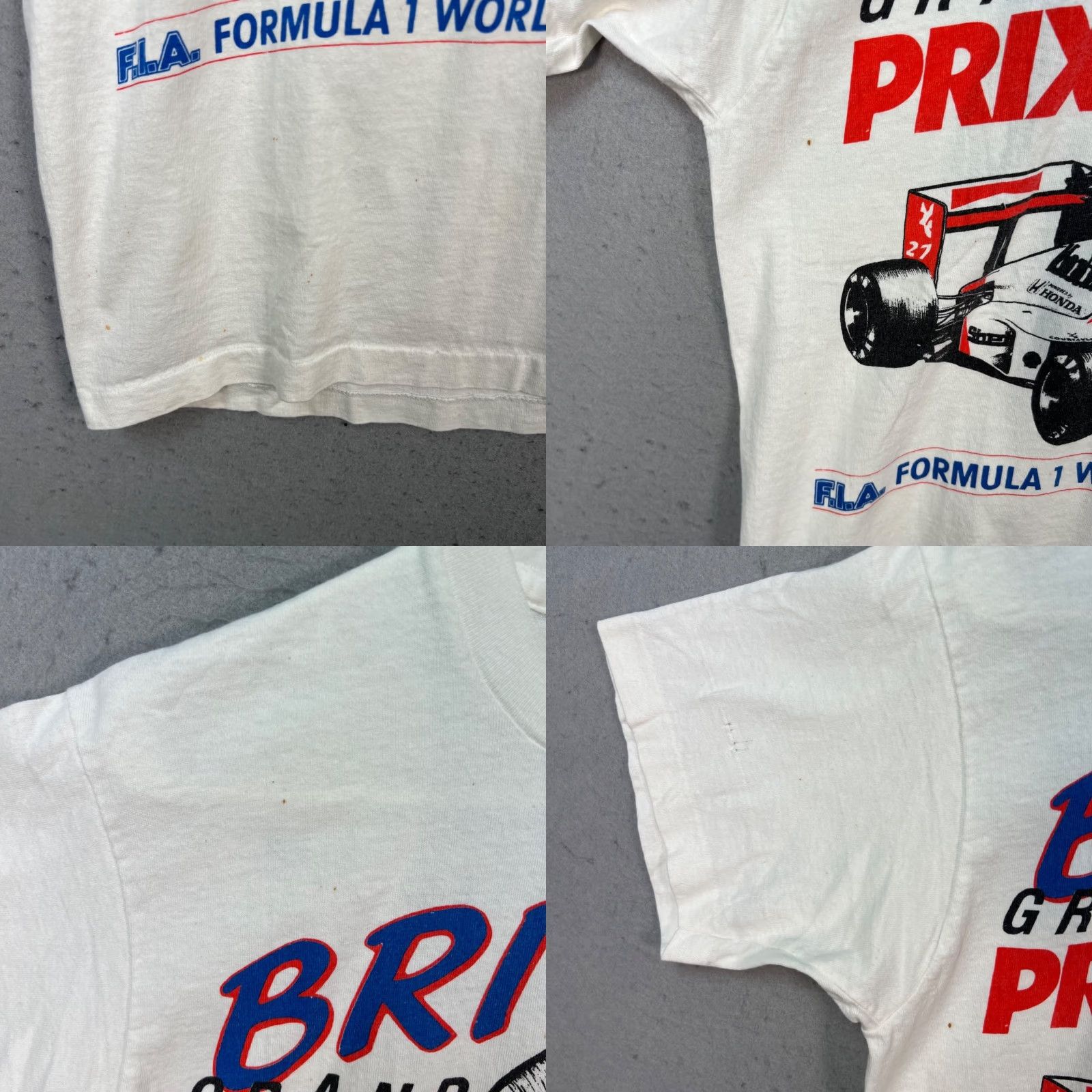 Vintage VTG 1990 British Grand Prix Ayrton Senna T-Shirt Formula 1 World Championship Shirt Mens L White Size US L / EU 52-54 / 3 - 9 Thumbnail