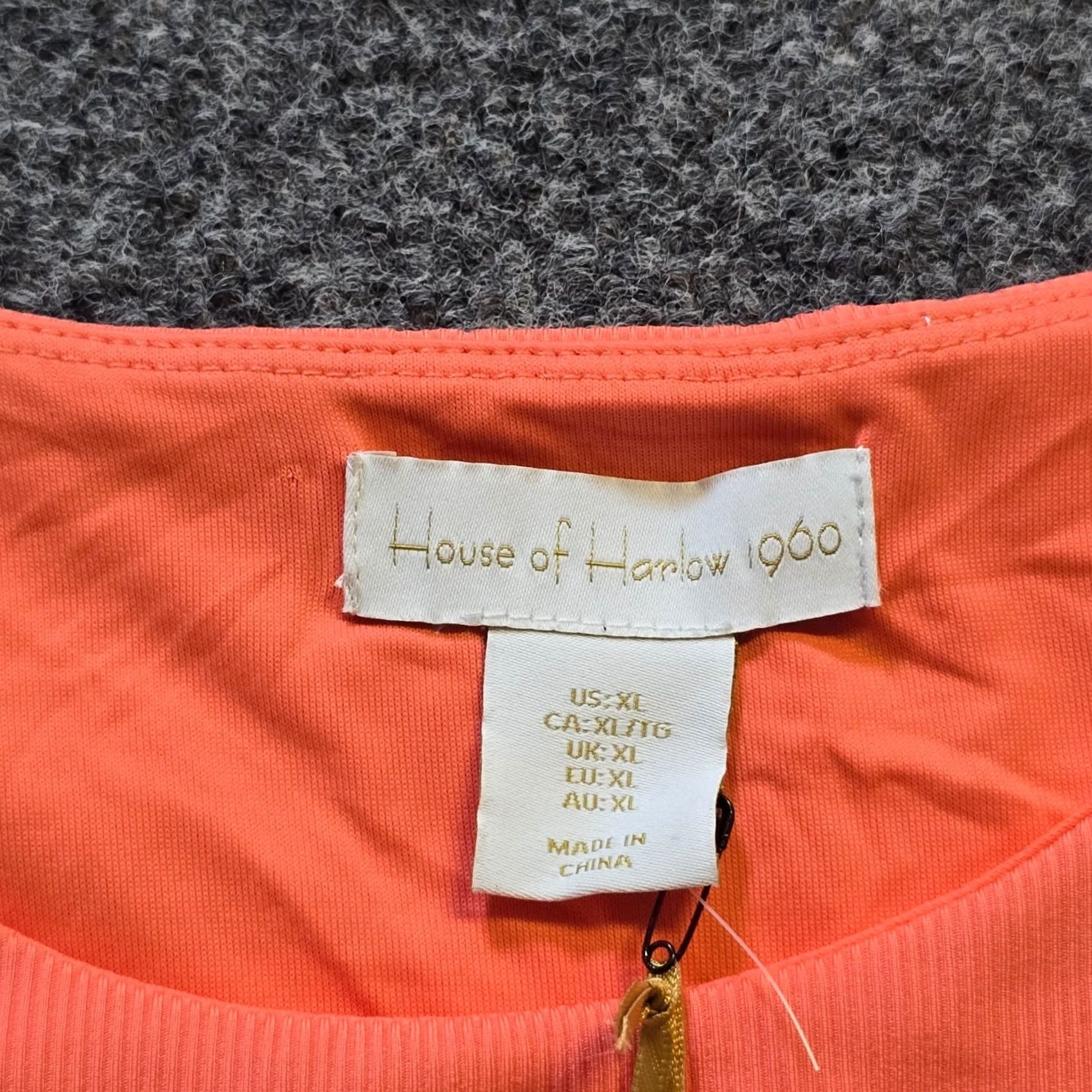 House of Harlow House Of Harlow Bodysuit Womens XL Orange Ribbed Short Sleeve Capsule Blouse Knit Nylon Round Neck Snap Closure Casual Women St retch Size XL / US 12-14 / IT 48-50 - 3 Thumbnail