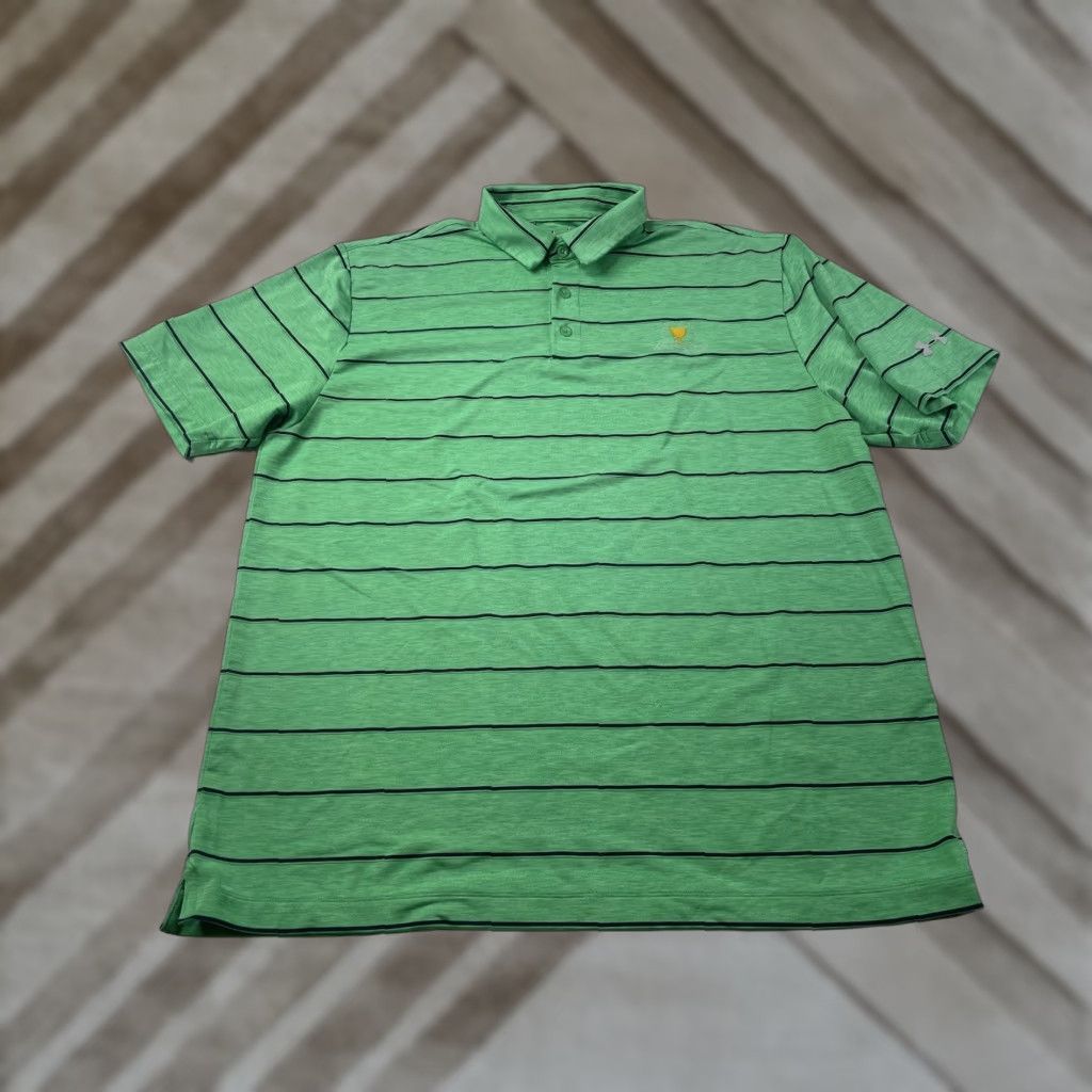 Under Armour Under Armour Golf Polo Shirt Striped Green Men XL Presidents Cup Liberty National Polo Shirt Golf Breathable Stretch Size US XL / EU 56 / 4 - 1 Thumbnail