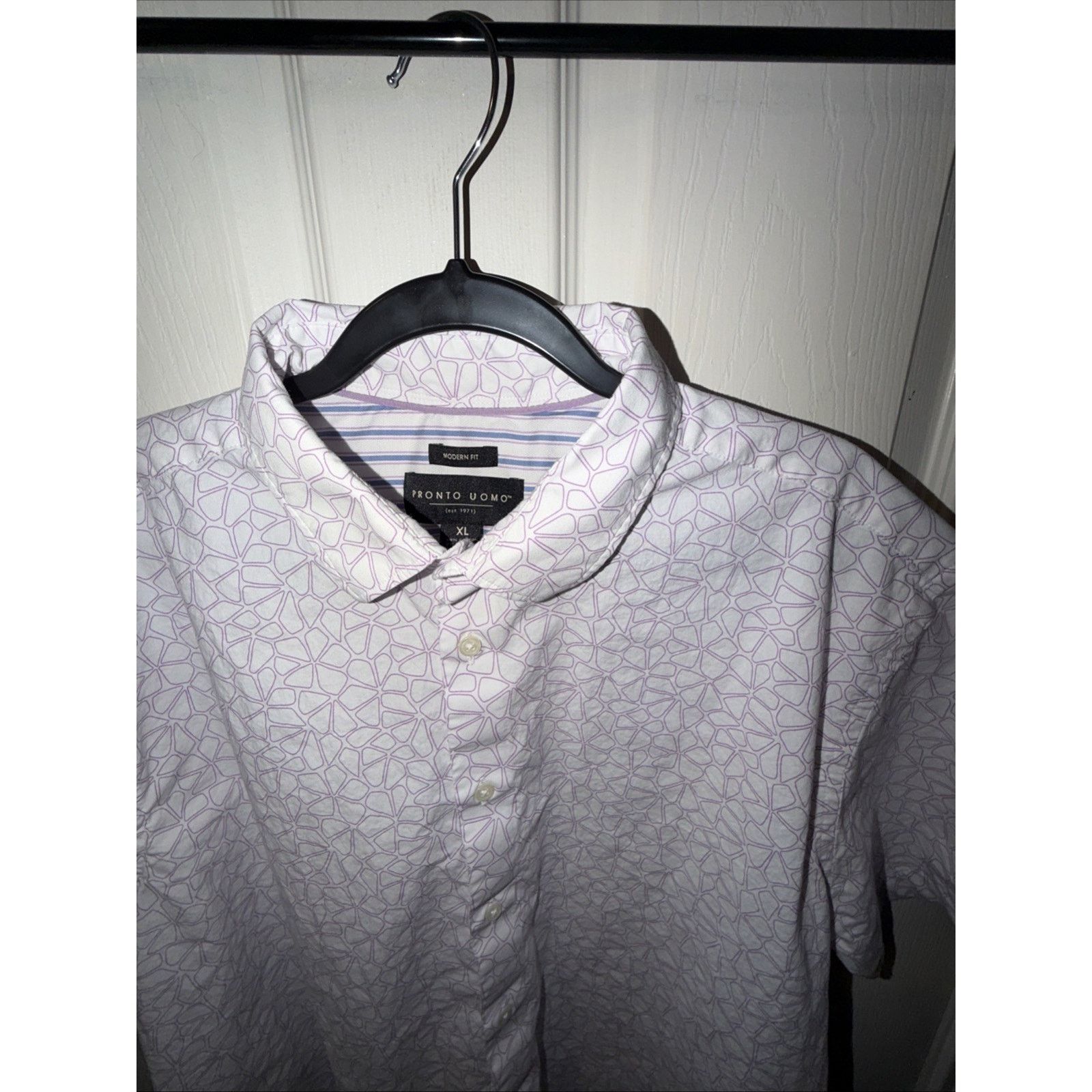 Pronto Uomo Pronto Uomo Men XL Floral Button Up Shirt Purple White Size US XL / EU 56 / 4 - 7 Thumbnail