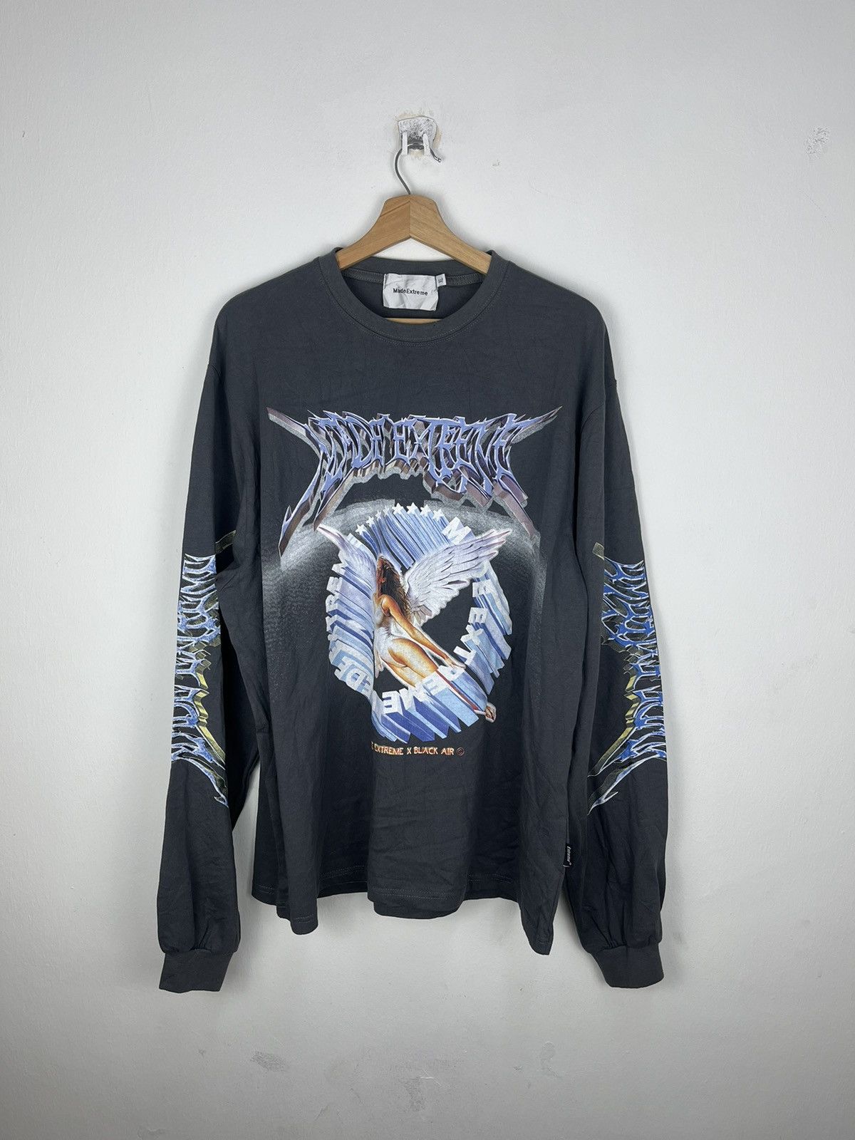 Japanese Brand Long Sleeve MadeExtreme x Black Air Awesome Print Size US XL / EU 56 / 4 - 1 Thumbnail