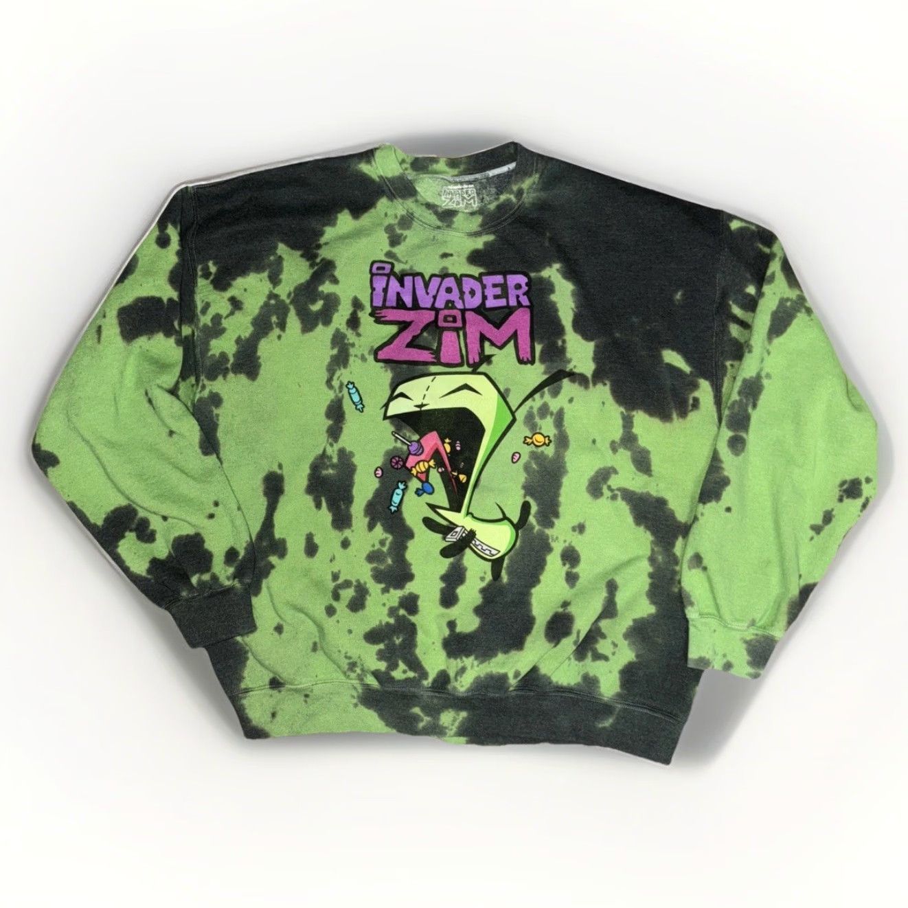 Nickelodeon VINTAGE Invader Zim Crewneck Sweatshirt Green Black Tie Dye Large 24x26 Y2K Mens Sweater Crow Neck Graphic Print 90s Streetwear Size US L / EU 52-54 / 3 - 2 Thumbnail