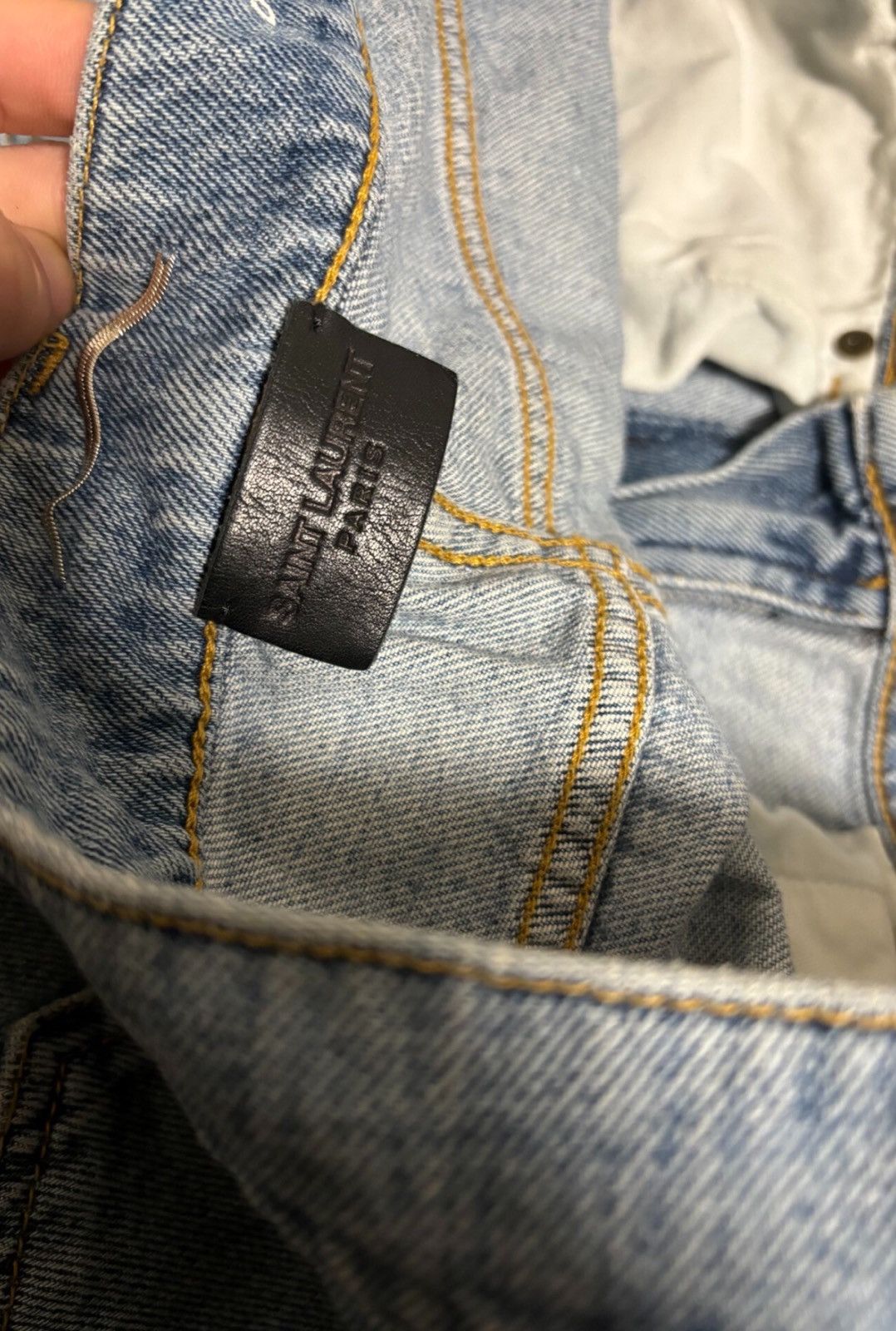 Saint Laurent Paris Saint Laurent SLP 2018SS Light Blue Slashed Washed Jeans Size US 30 / EU 46 - 3 Thumbnail