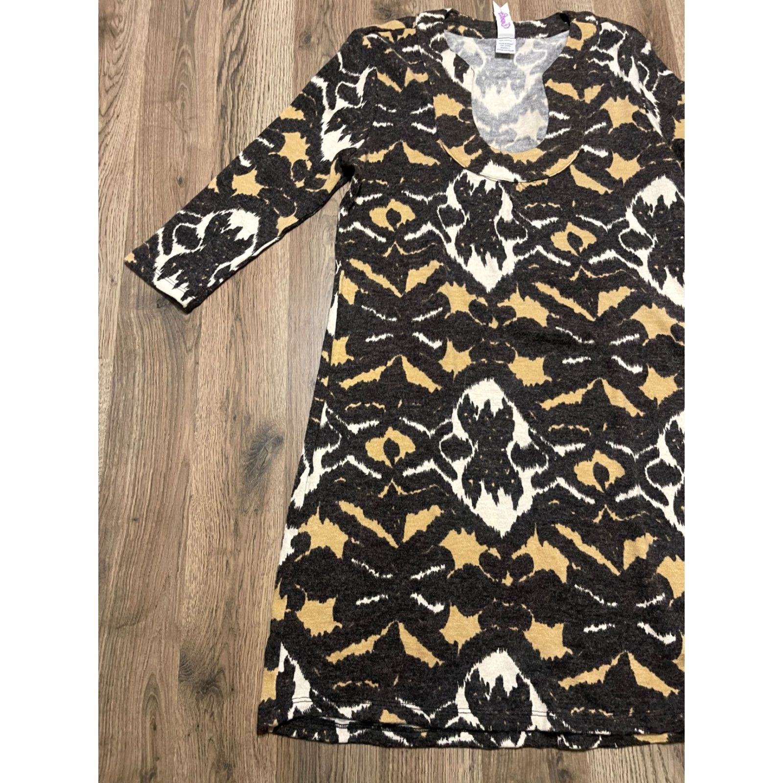 Vintage Emmelee Shirt, Women’s Size Small, V-Neck, Long Sleeve, Brown Black White, Casual, Shirt, Womens Size S / US 4 / IT 40 - 3 Thumbnail