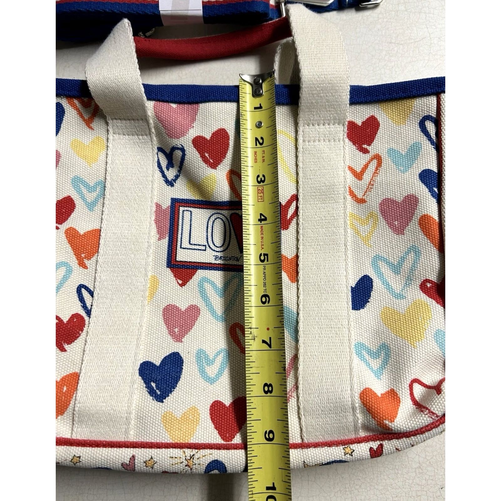 Brighton VINTAGE Brighton Mini Canvas Tote Love Hearts Print Crossbody Bag Purse Size ONE SIZE - 7 Thumbnail