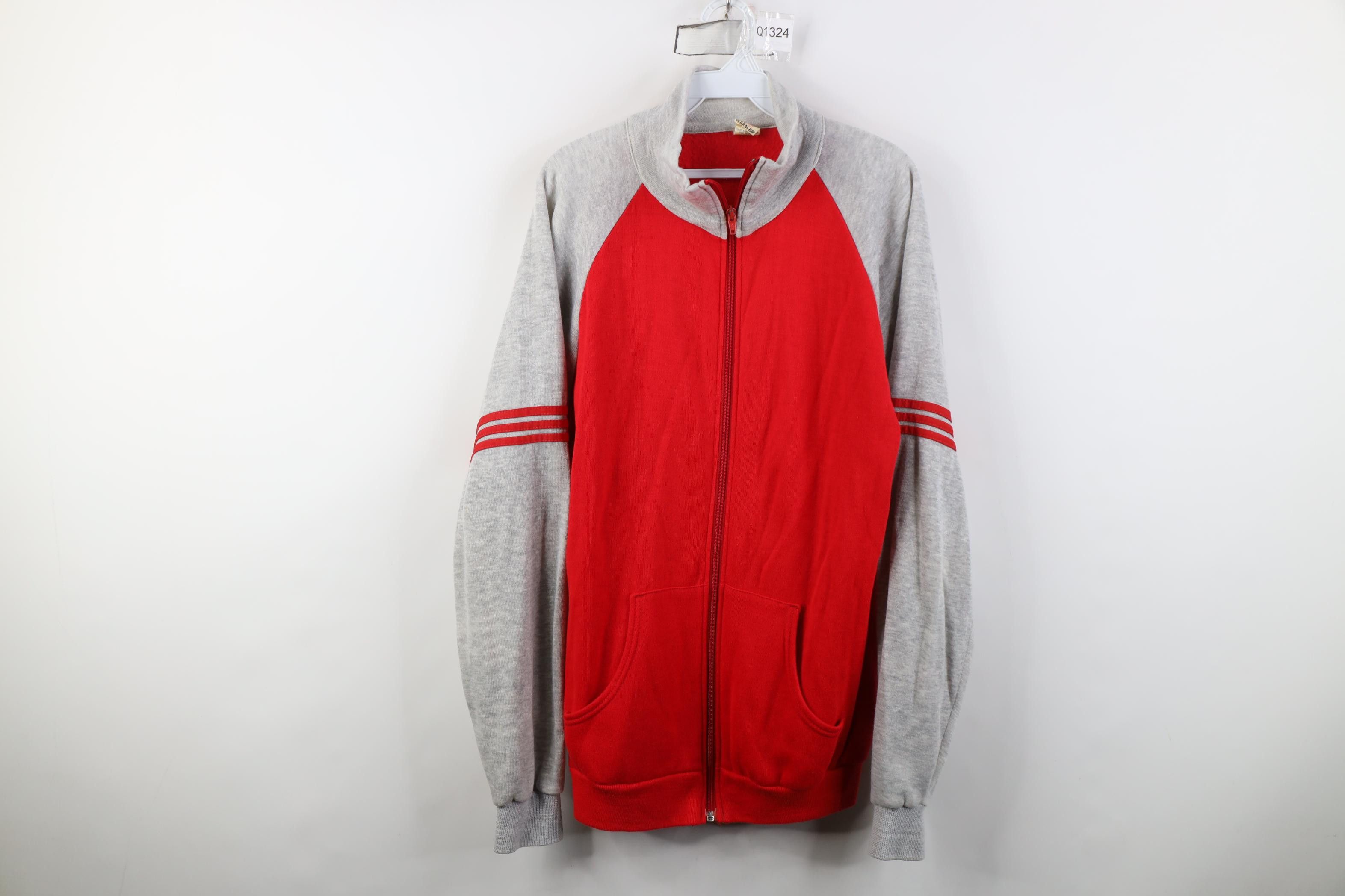 Vintage Vintage 70s Streetwear Black Tennis Track Jacket Red USA Size US XL / EU 56 / 4 - 1 Thumbnail