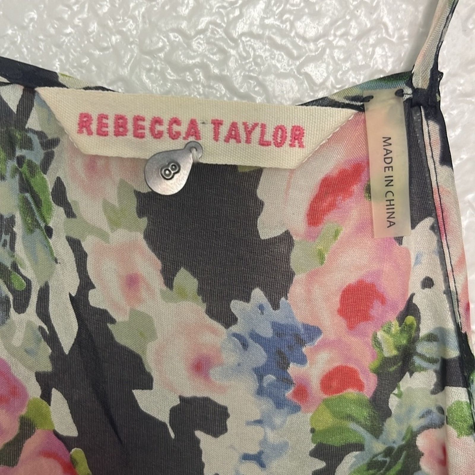 Rebecca Taylor Rebecca Taylor Black Pink Floral Silk Top Size 8 Size M / US 6-8 / IT 42-44 - 2 Thumbnail