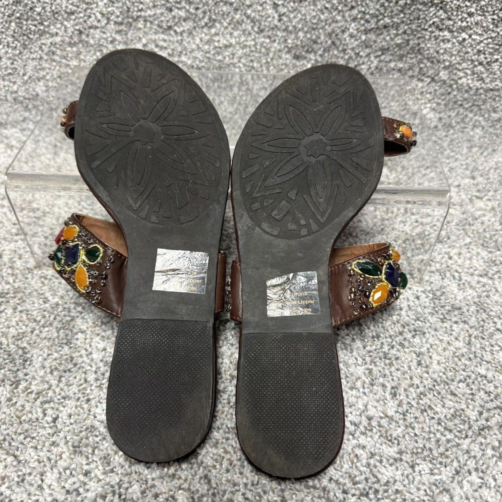 Vintage VINTAGE Coconuts Sandal Women's Slide 8 Brown Toe Ring Embellished Jeweled Bohemian Whimsigoth 90s Vacation Mens? Wait. No gender. End with Womens. Size US 8 / IT 38 - 8 Thumbnail