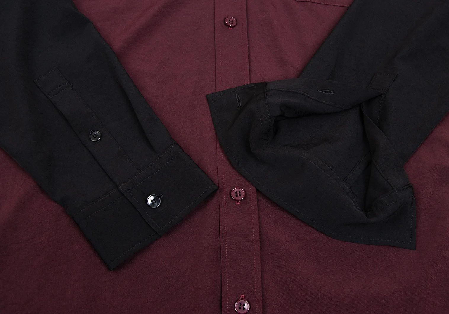 Yohji Yamamoto Bi-Color Hooded Shirt Set in Burdy and Black Size US M / EU 48-50 / 2 - 5 Thumbnail
