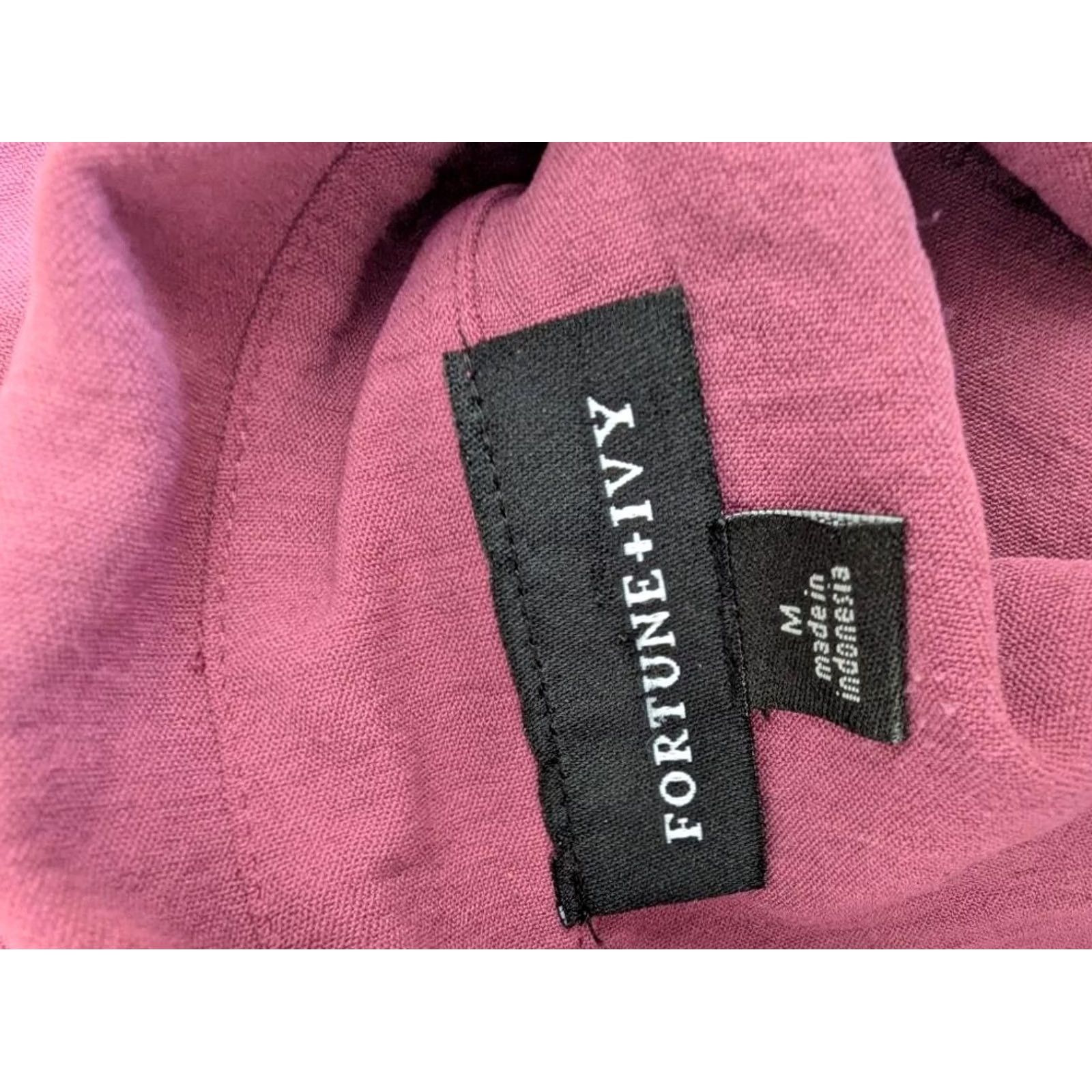 Vintage Fortune & Ivy Blouse Shirt Womens Collared Surplice 3/4 Roll Tab Sleeve Medium Mauve Pink Size M / US 6-8 / IT 42-44 - 6 Thumbnail