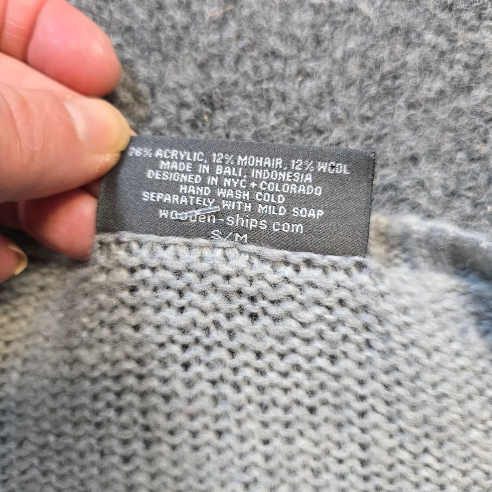 Vintage Wooden Ships Sweater Womens Medium Gray Mohair Wool Oversized Boxy Top Pullover V-Neck Long Sleeve Casual Workwear Fall Winter Womens Size M / US 6-8 / IT 42-44 - 5 Thumbnail