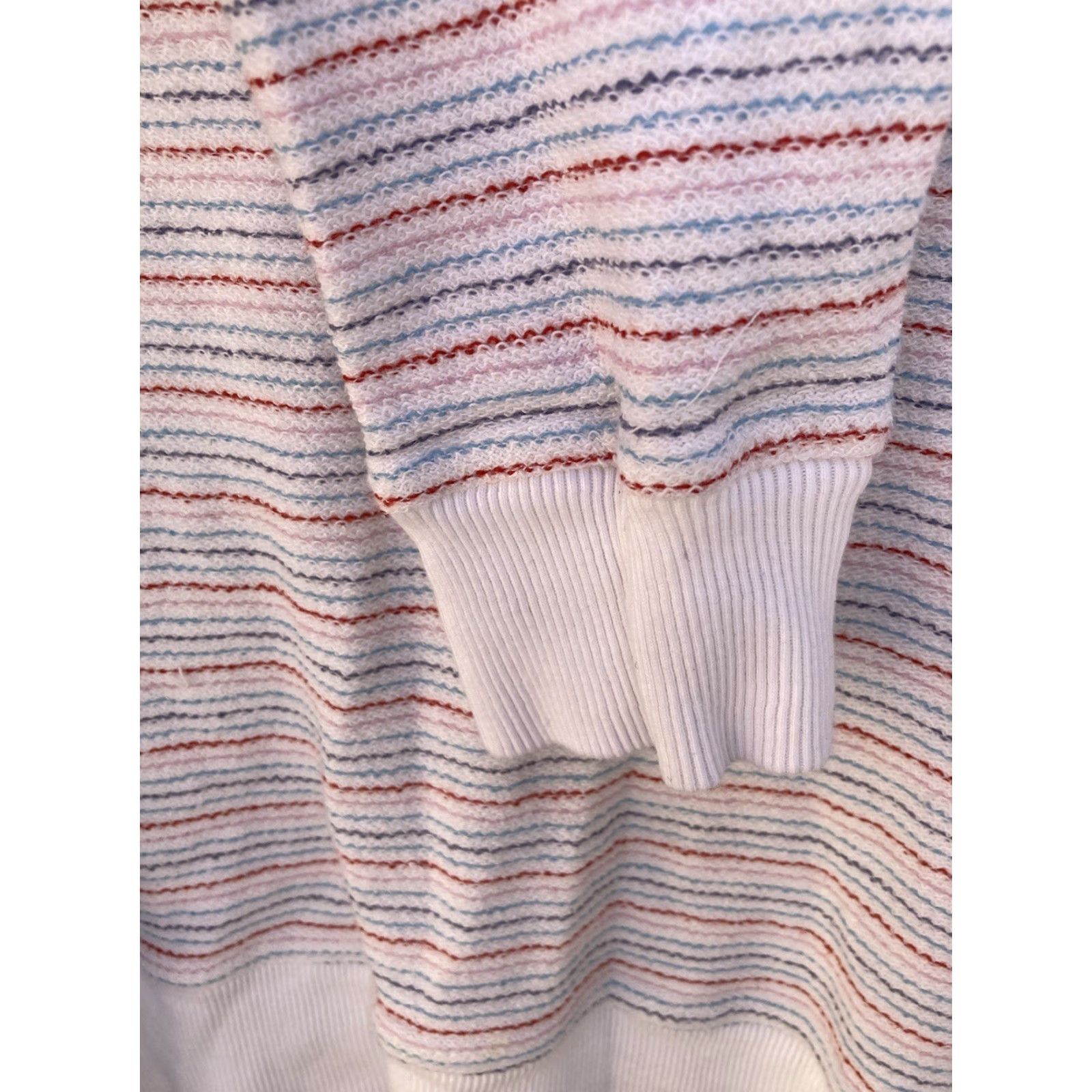 Vintage Women's Universal Thread White Striped Crew Neck Sweatshirt S Cotton RN177730 Size S / US 4 / IT 40 - 3 Thumbnail