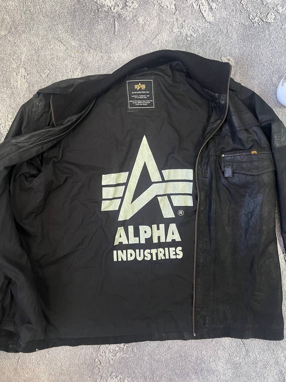 Alpha Industries Vintage 90s Alpha Industries Leather Jacket Flight US L Size US L / EU 52-54 / 3 - 7 Thumbnail