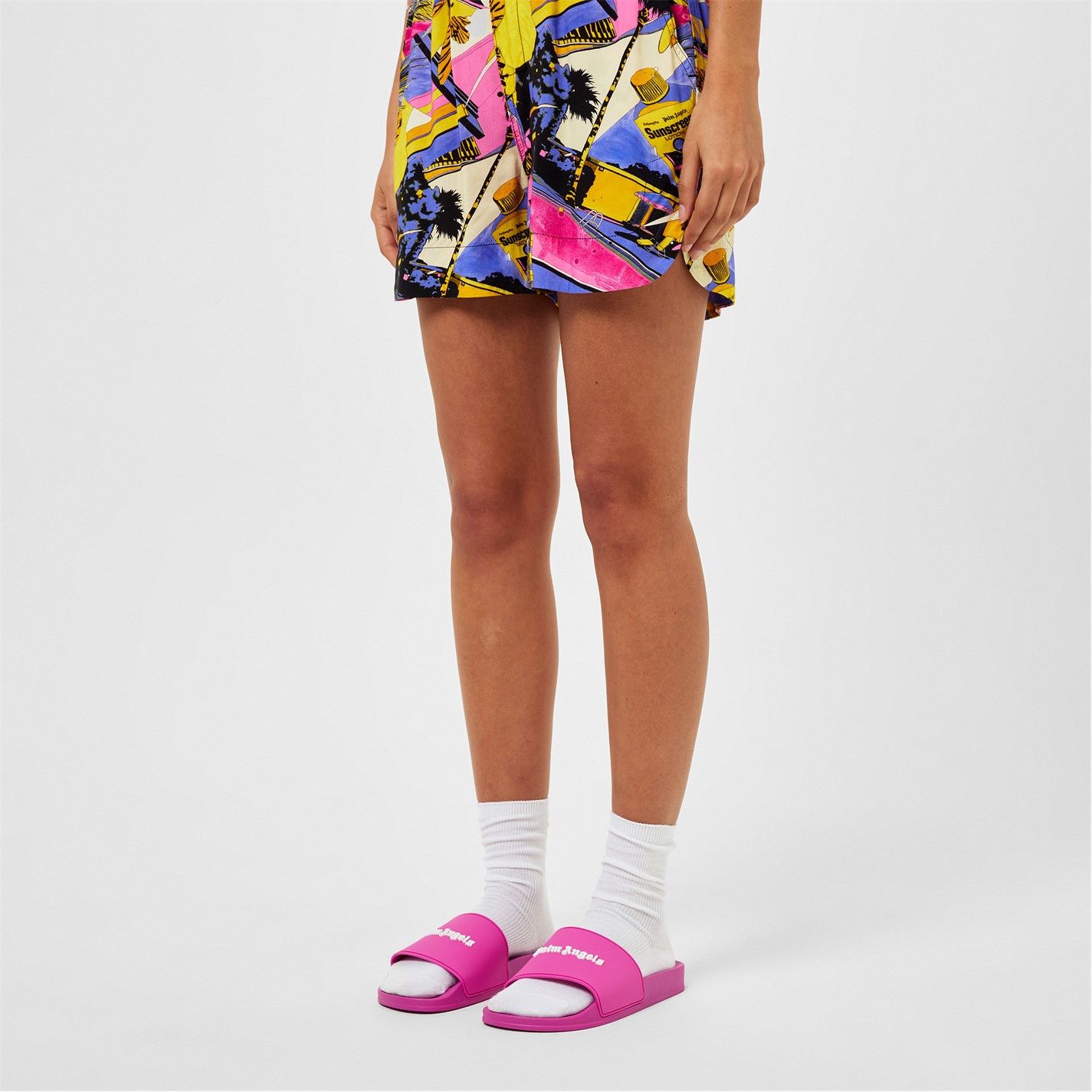 Palm Angels o1g2r1mq0425 Monogram Pool Sliders in Fuchsia Size US 8 / IT 38 - 2 Thumbnail