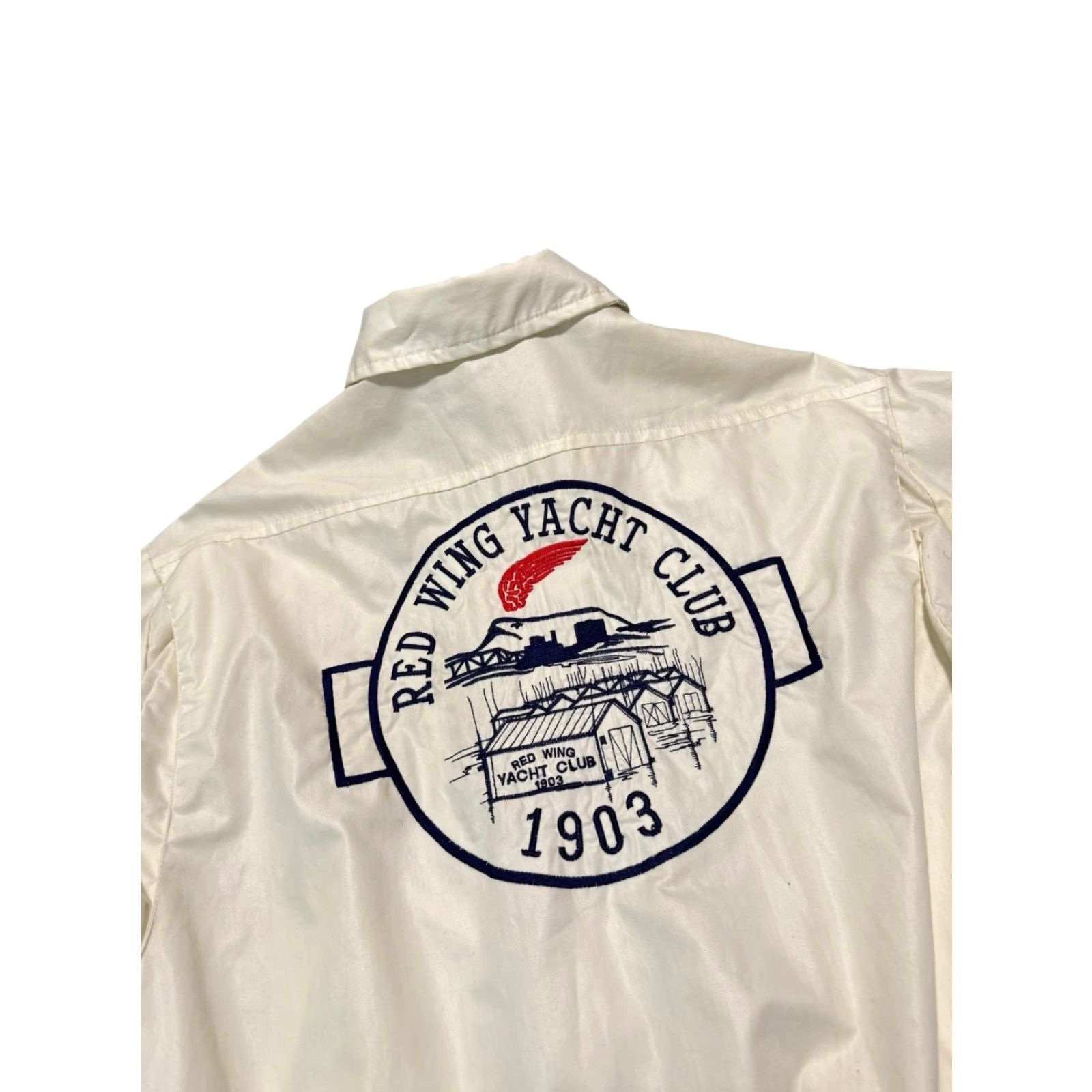 Red Wing VINTAGE King Louie Pro Fit Windbreaker Jacket M White Nylon USA 80s Red Wing Yacht Club Embroidered Logo Mens Size US M / EU 48-50 / 2 - 2 Thumbnail