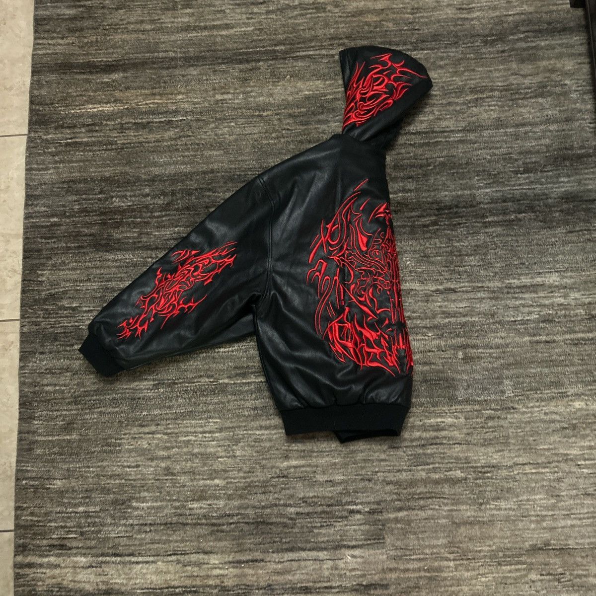 Revenge REVENGE EMBROIDERED FAUX LEATHER PADDED BOMBER Size US XL / EU 56 / 4 - 3 Thumbnail
