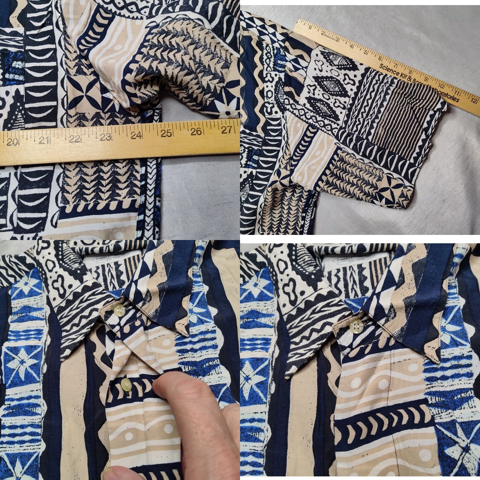 Vintage FABIO INGHIRAMI Men Large Blue Abstract 100% Viscose Camp Shirt Made In Italy Size US L / EU 52-54 / 3 - 9 Thumbnail