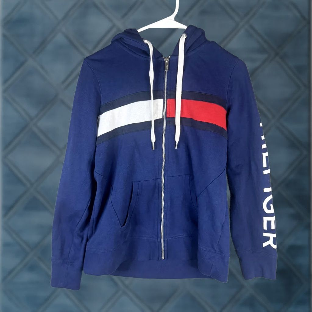 Tommy Hilfiger Tommy Hilfiger Sport Hoodie Womens Large Blue Colorblock Logo Full Zip Size L / US 10 / IT 46 - 1 Thumbnail