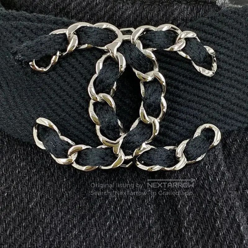 Chanel Chanel Black Cotton Wide Leg Jeans . Size 22" - 5 Thumbnail