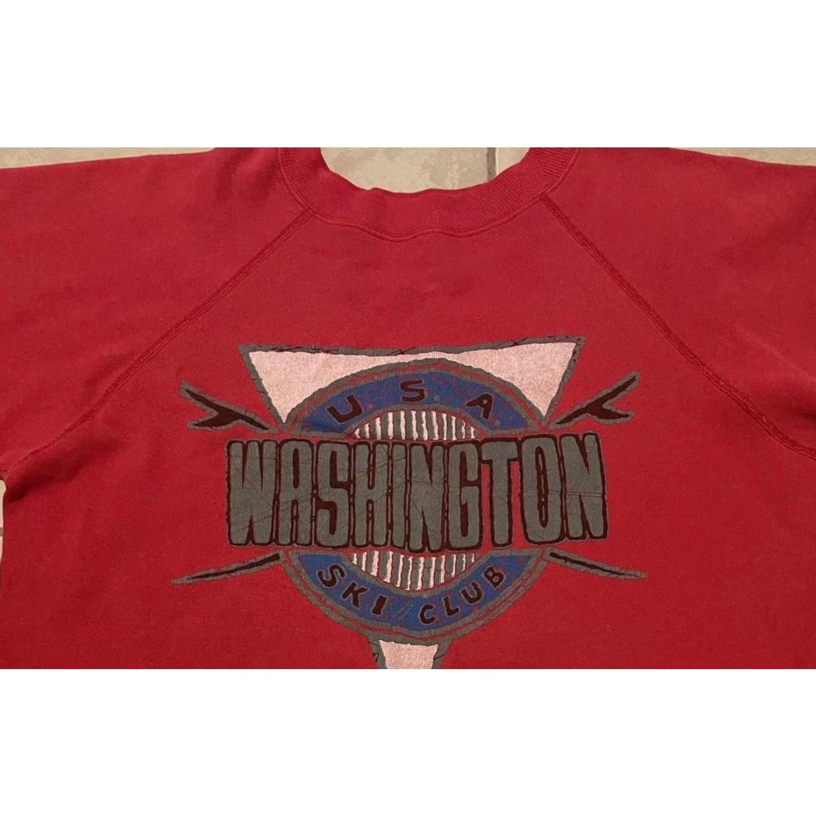 Vintage VINTAGE Washington Ski Club Faded Sweatshirt Hoodie S Red 90s Grunge USA Men Size US S / EU 44-46 / 1 - 4 Thumbnail