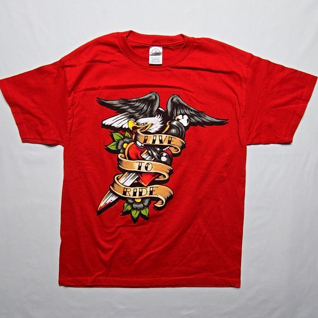 Delta Live to Ride Eagle Motorcycle Red Americana Graphic M Tee Size US M / EU 48-50 / 2 - 1 Thumbnail