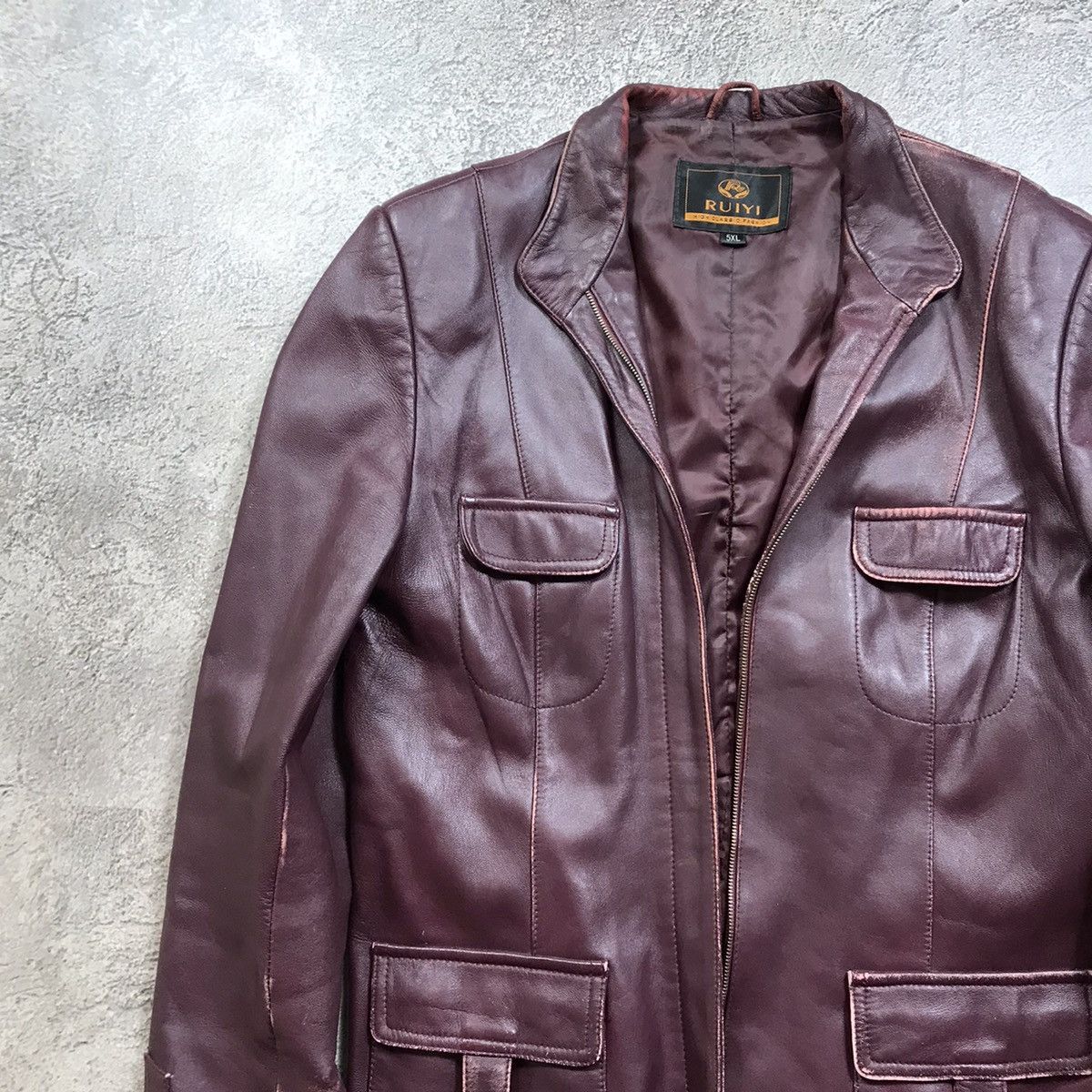 Vintage Vintage 90s Brown Leather Jacket Workwear Streetwear Baggy L Size L / US 10 / IT 46 - 2 Thumbnail