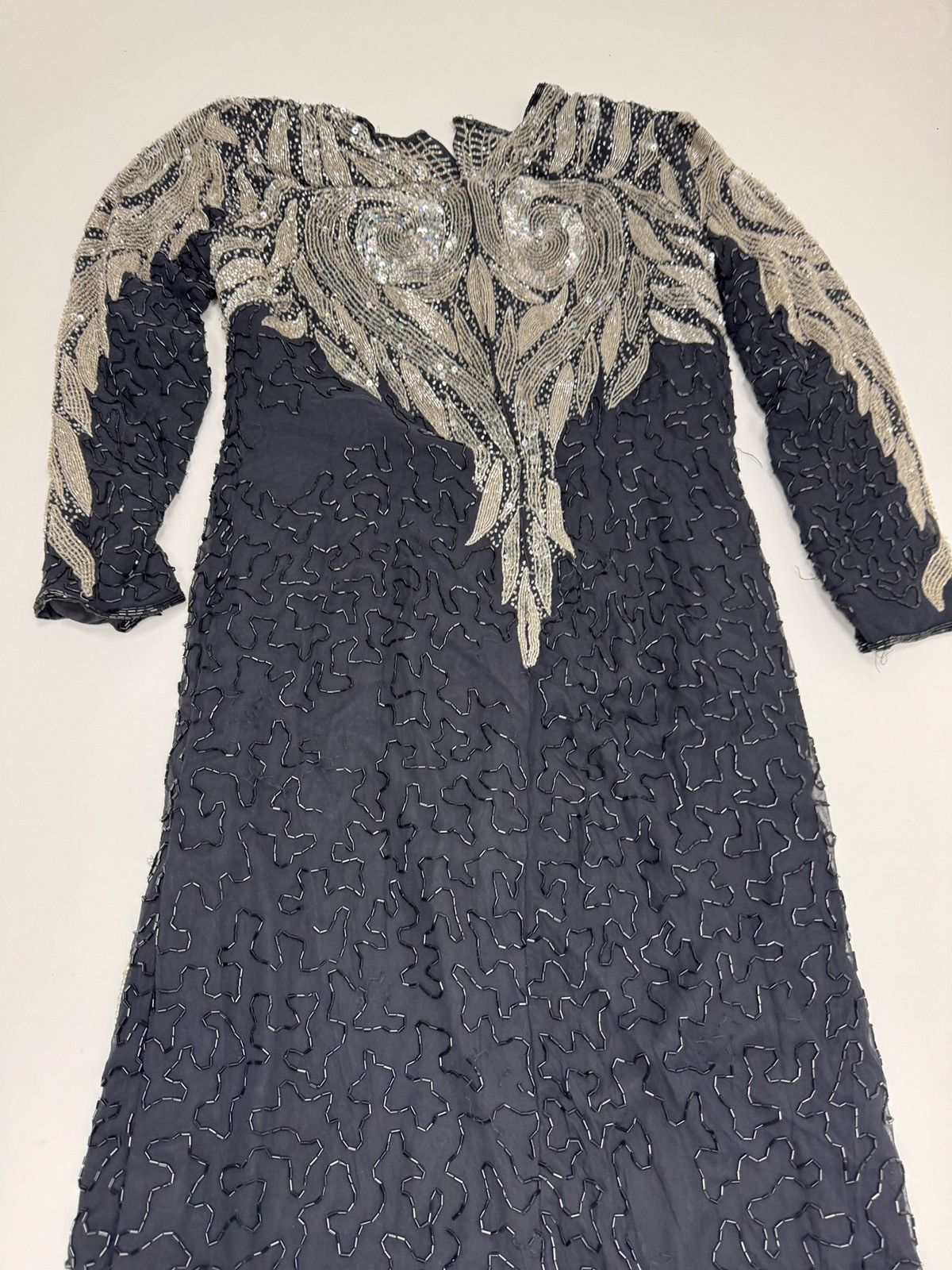 Other Vintage Andrea’s Silk Beaded Gown Black/Silver Size ONE SIZE - 4 Thumbnail