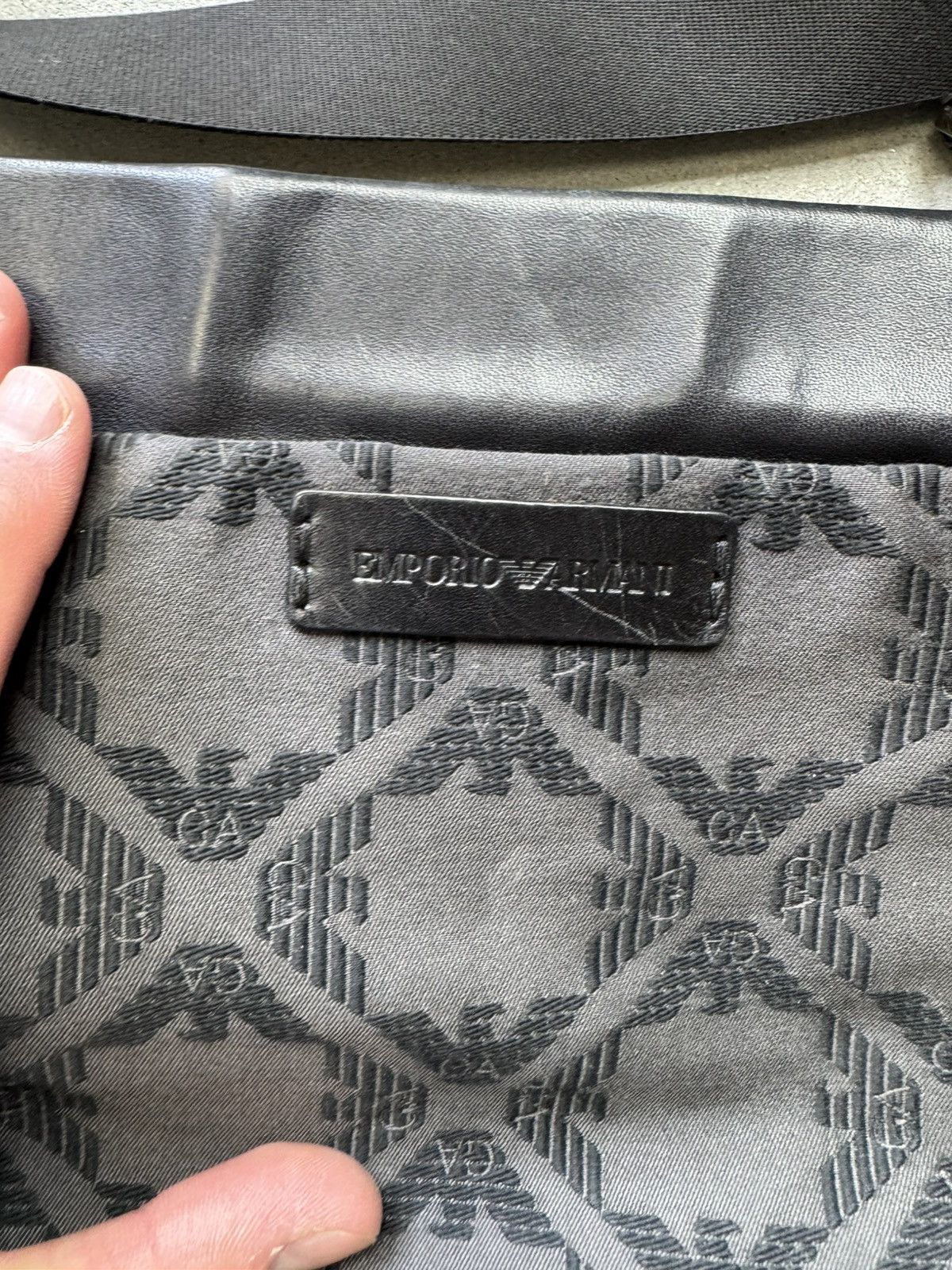 Emporio Armani Emporio Armani Mens Black Leather Bag Shoulder Size ONE SIZE - 4 Thumbnail