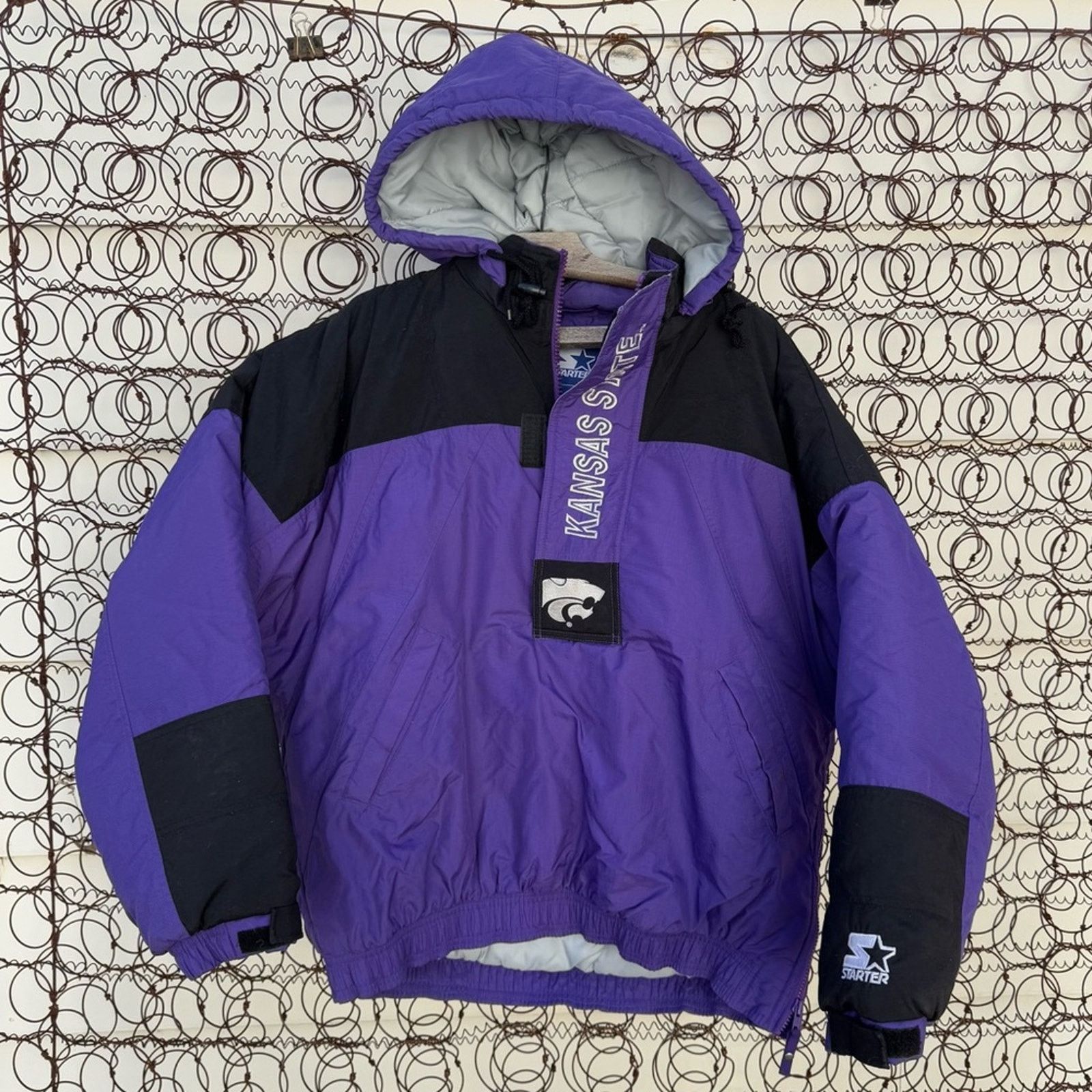 90s Y2K K State Kansas Wildcats starter puffer jacket LARGE