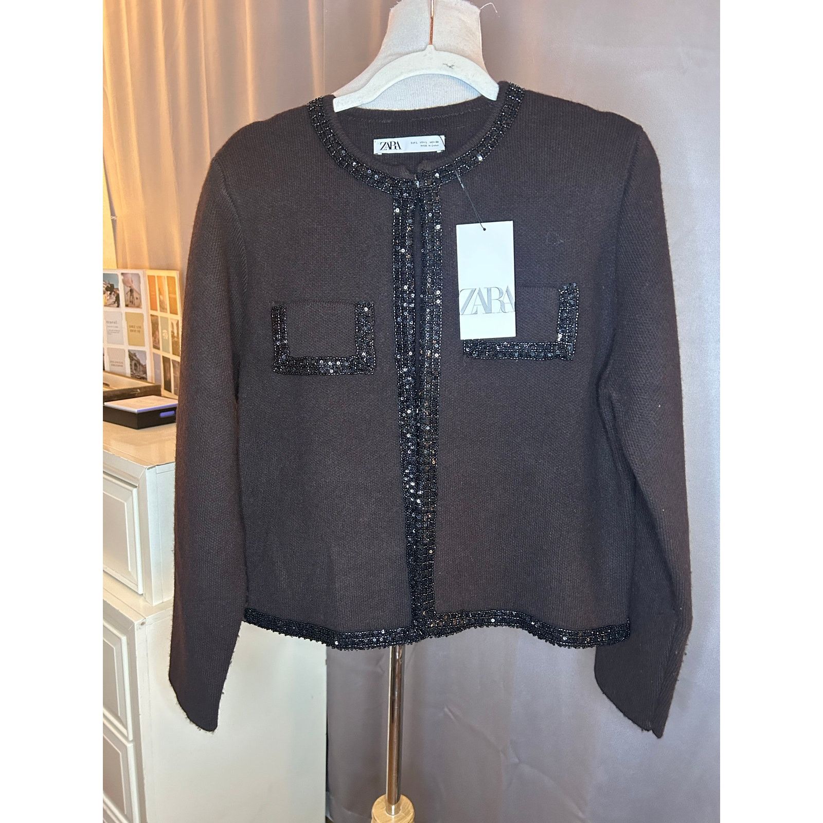 Zara Nwt- Zara 100% WOOL BEADED KNIT CARDIGAN-Large Size L / US 10 / IT 46 - 5 Thumbnail