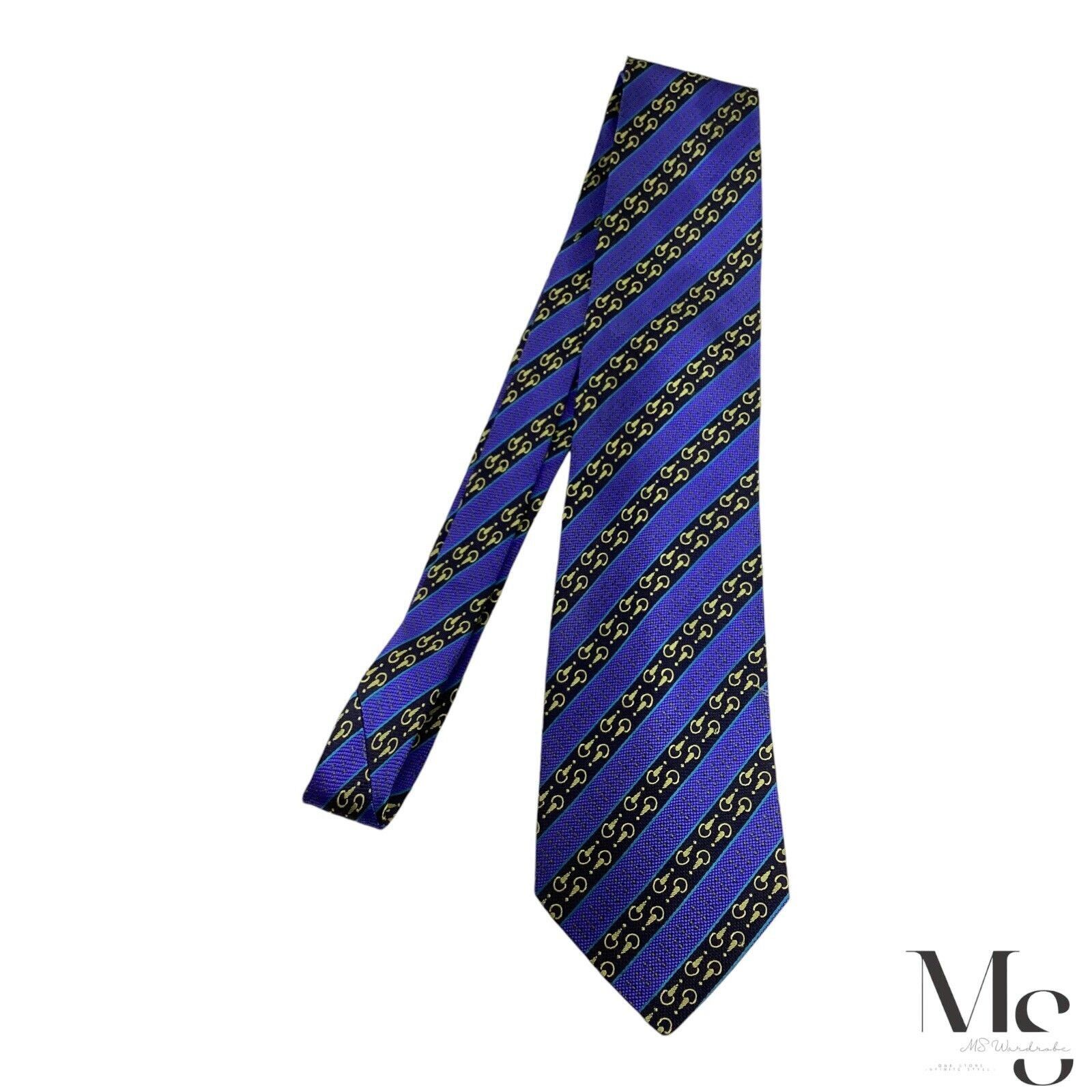 Lancel LANCEL PARIS XL Blue Striped With Snaffle Silk Tie Made In F Size ONE SIZE - 4 Thumbnail