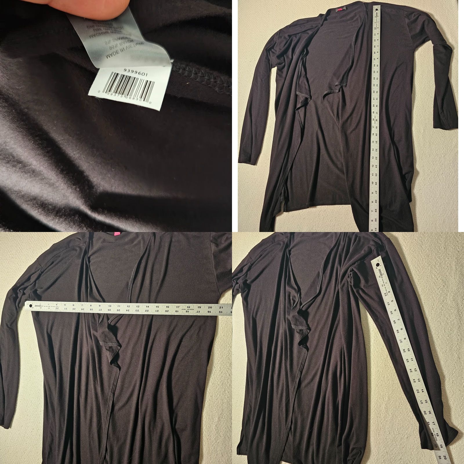 Vince Camuto VINCENT CAMUTO Black Cardigan Sweater Women’s L Open Front Long Sleeve Rayon Knit Size L / US 10 / IT 46 - 8 Thumbnail