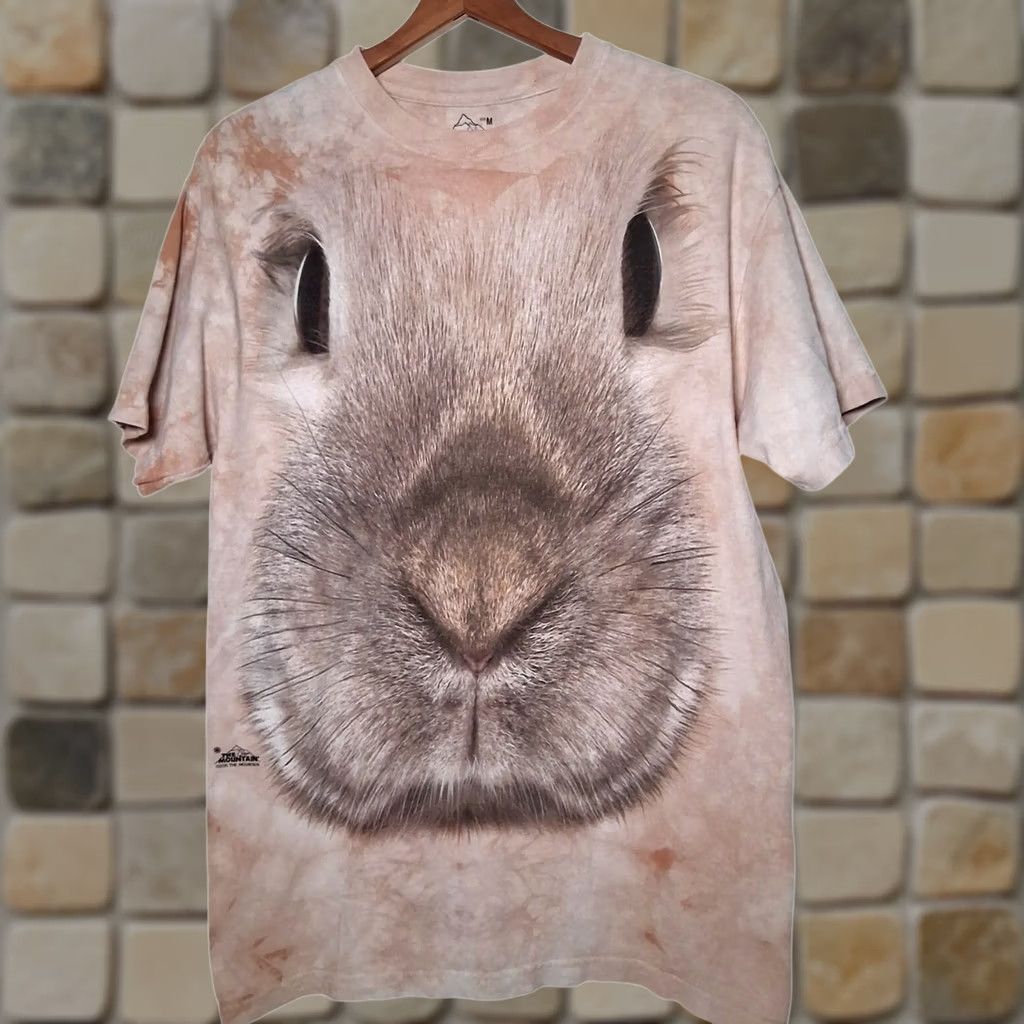 The Mountain VINTAGE The Mountain Bunny Rabbit Face T Shirt Beige Tie Dye Animal Graphic M Mens Size US M / EU 48-50 / 2 - 1 Thumbnail