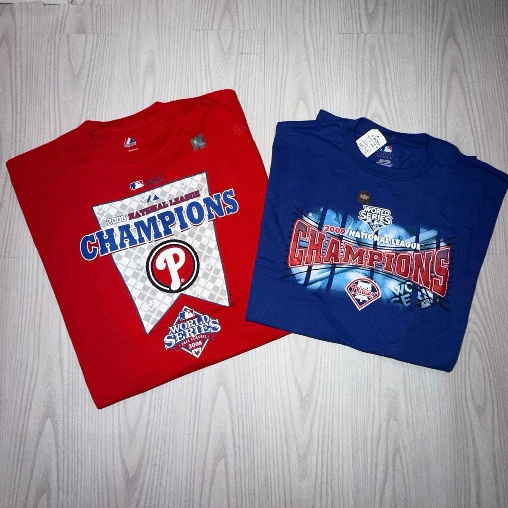 Majestic Philadelphia Phillies 2008 2009 World Series Shirts Mens XL Size US XL / EU 56 / 4 - 1 Thumbnail