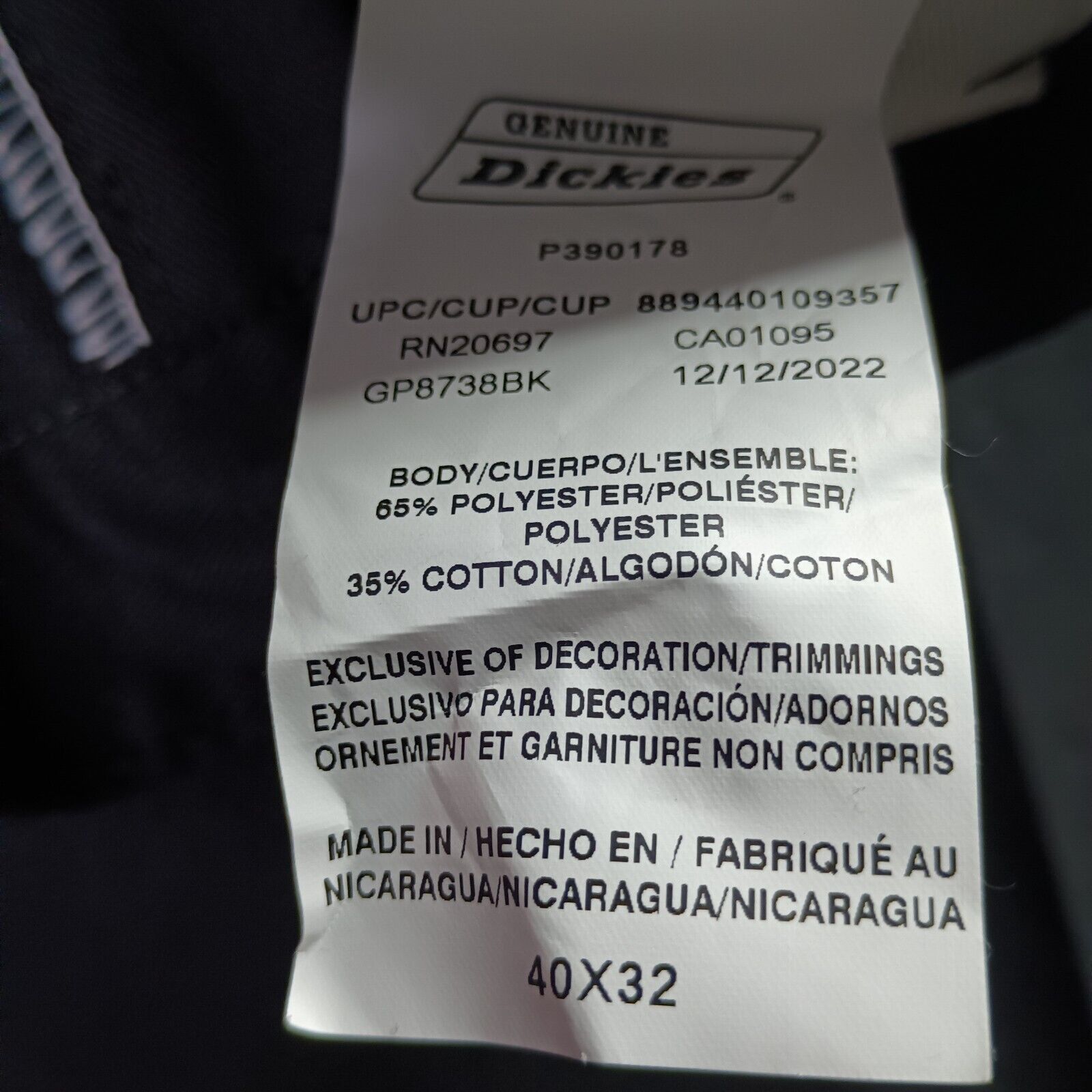 Dickies Dickies Relaxed Fit Double Knee Work Pants Men's 40x32 Black Size US 40 / EU 56 - 5 Thumbnail