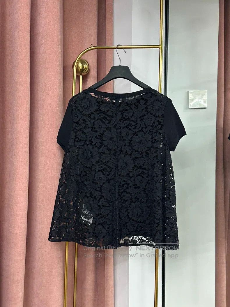 Valentino Valentino Black lace cut-out short-sleeved top knitted swe Size M / US 6-8 / IT 42-44 - 3 Thumbnail