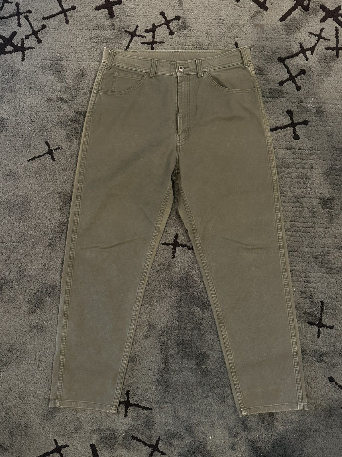 Comme des Garcons Homme Comme Des Garcons Homme Embroidered Pocket Olive Pants Size US 35 - 1 Thumbnail