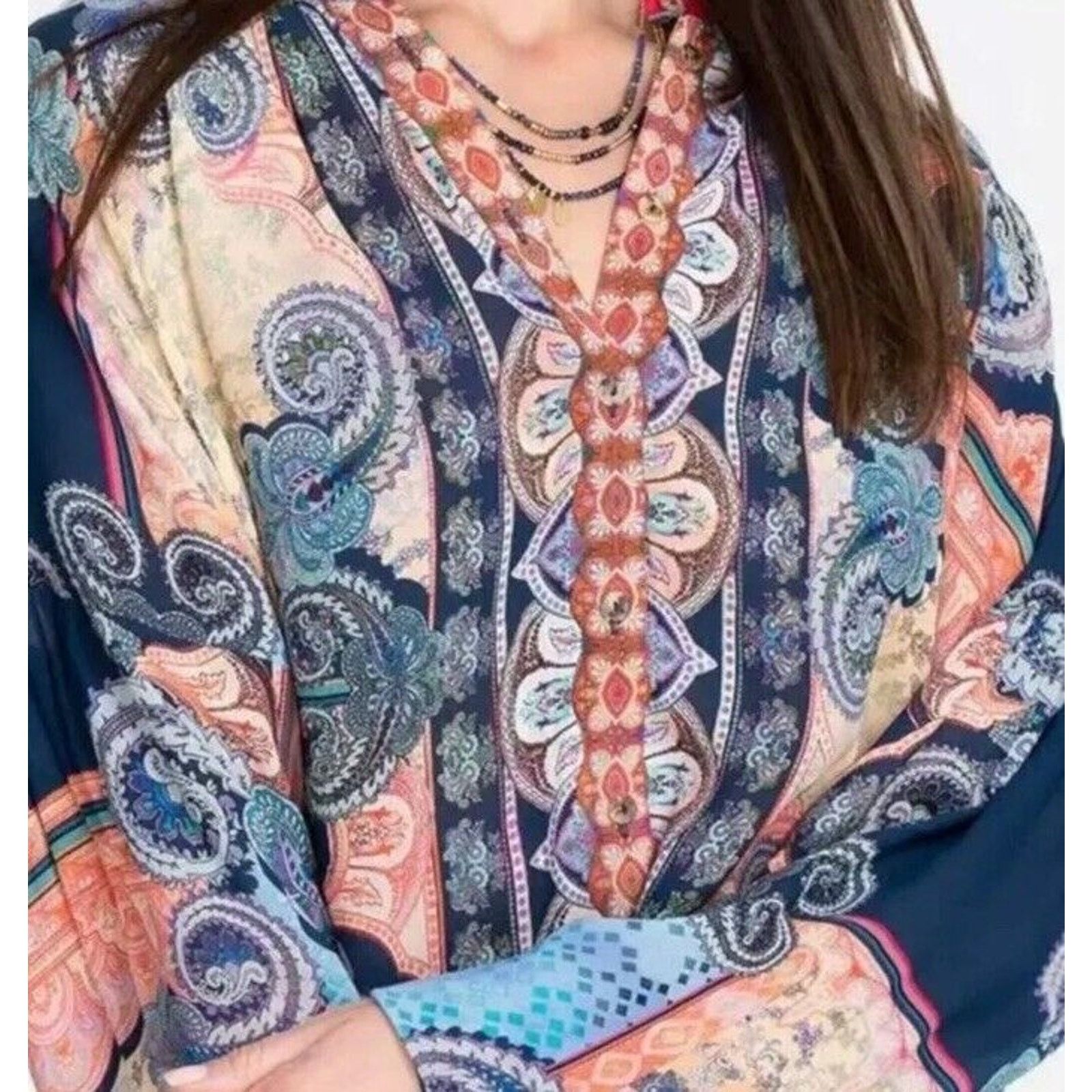 Johnny Was Johnny Was Onda Blouse S Paisley Bishop Sleeve Button Up Size S / US 4 / IT 40 - 8 Thumbnail