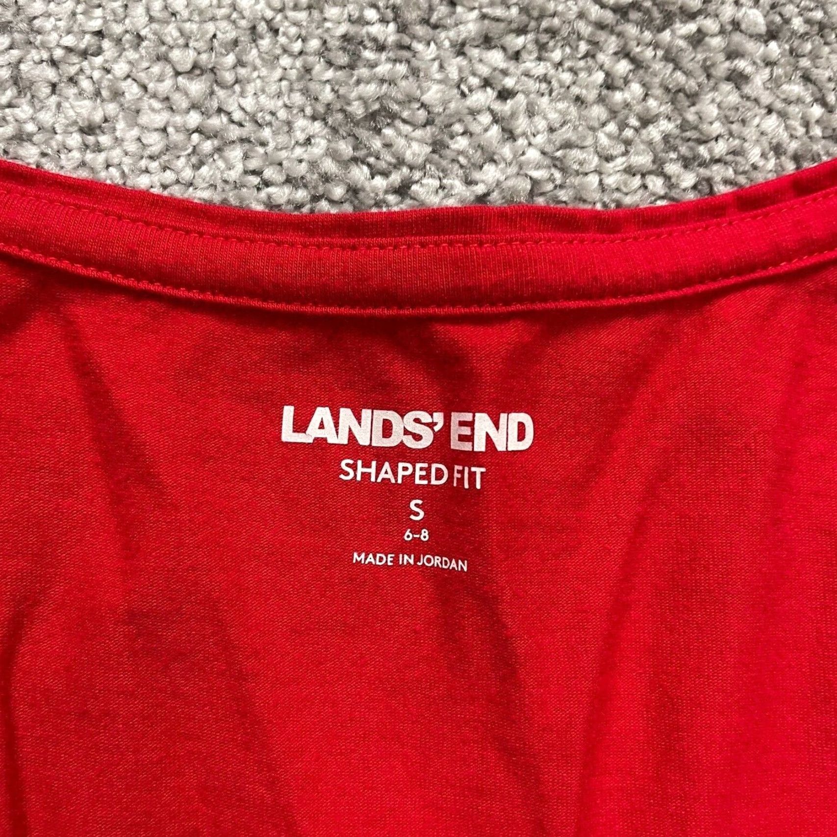 Lands' End Lands' End Basic Long Sleeve Shirt Women Small Red Round Neck Stretch Blouse Size S / US 4 / IT 40 - 3 Thumbnail