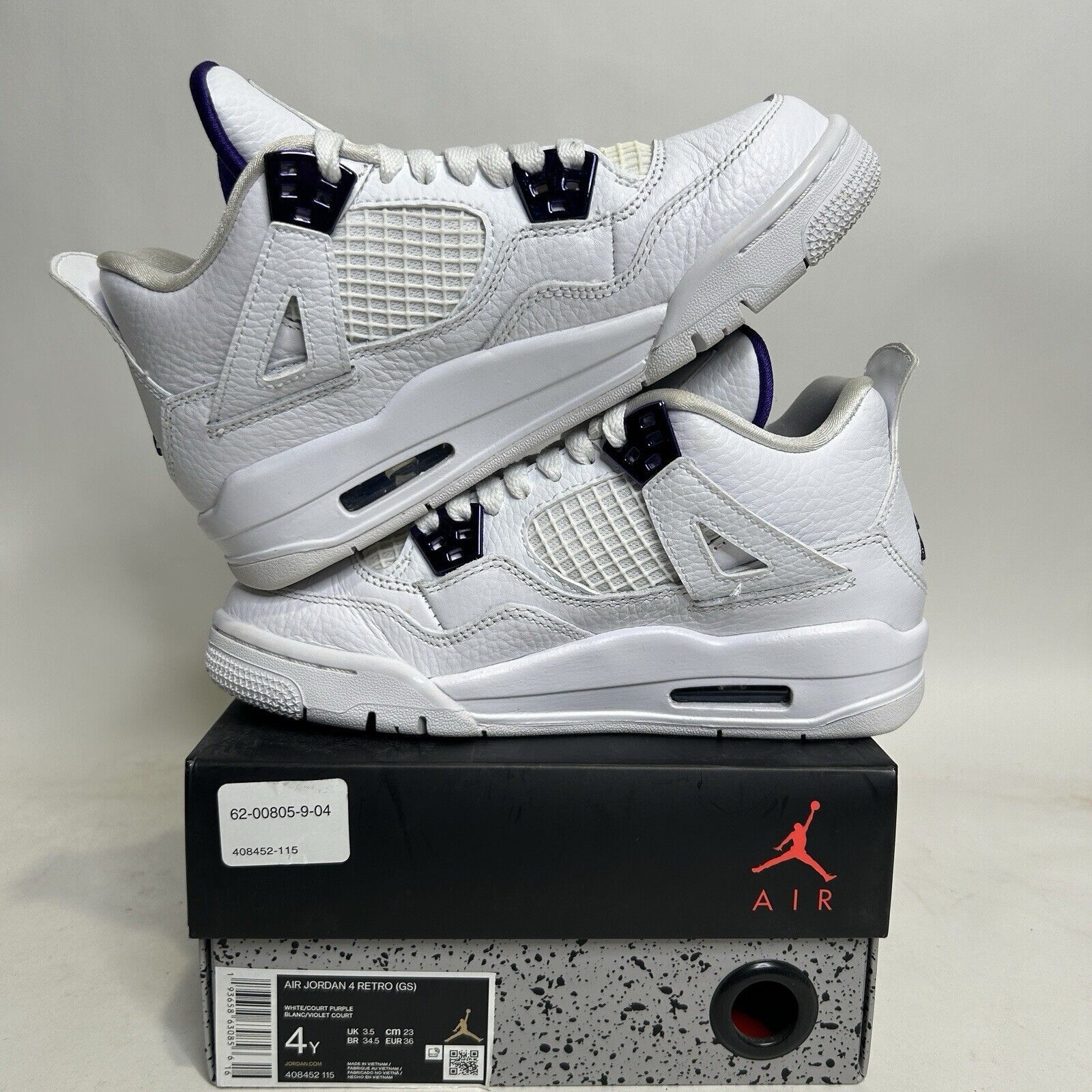 Jordan Brand Nike Air Jordan 4 Retro GS “Purple Metallic” 2024 Size US 5.5 / IT 35.5 - 3 Thumbnail